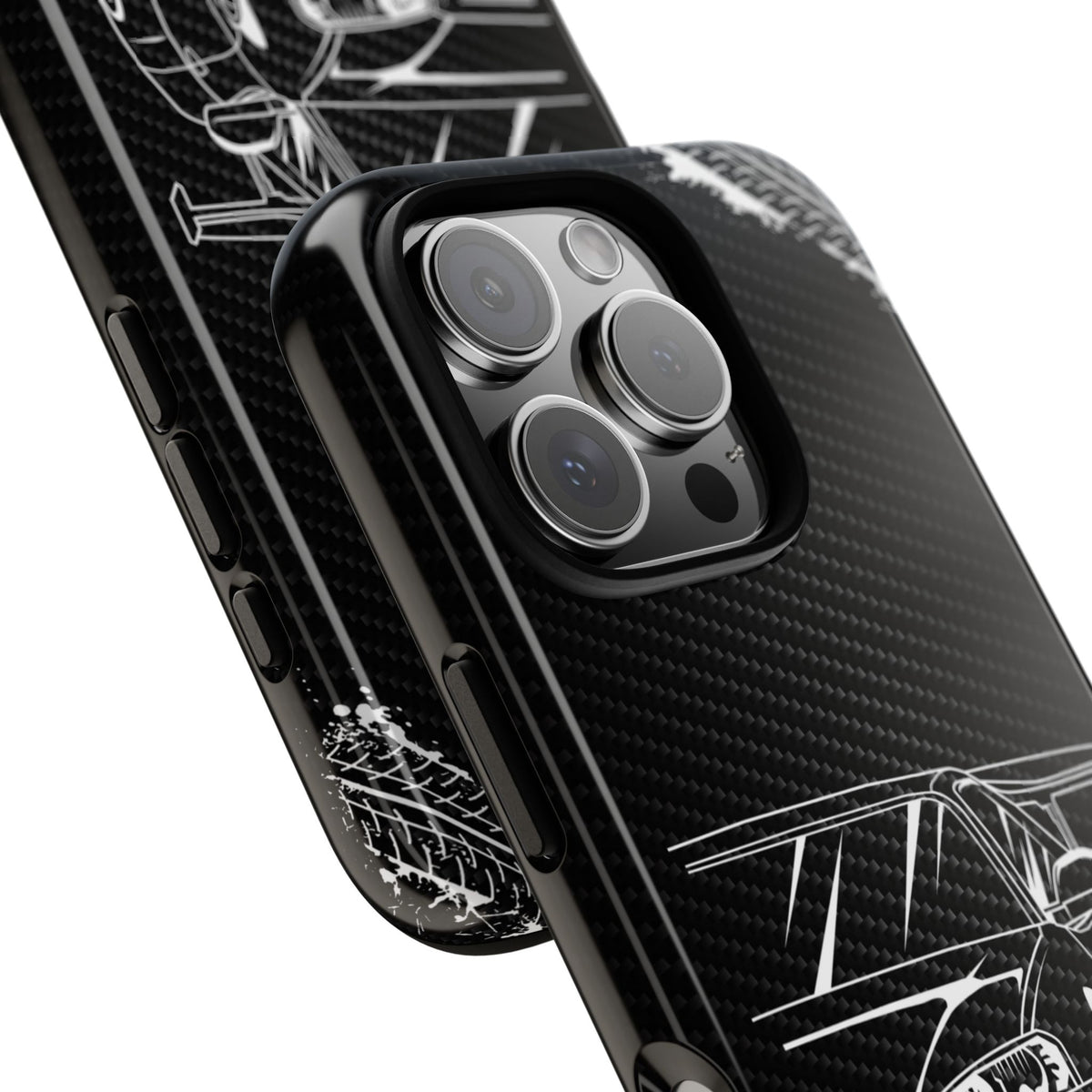JDM Legends Never Die Tough Phone Case - iPhone 16 Pro, glossy, camera cutout close-up