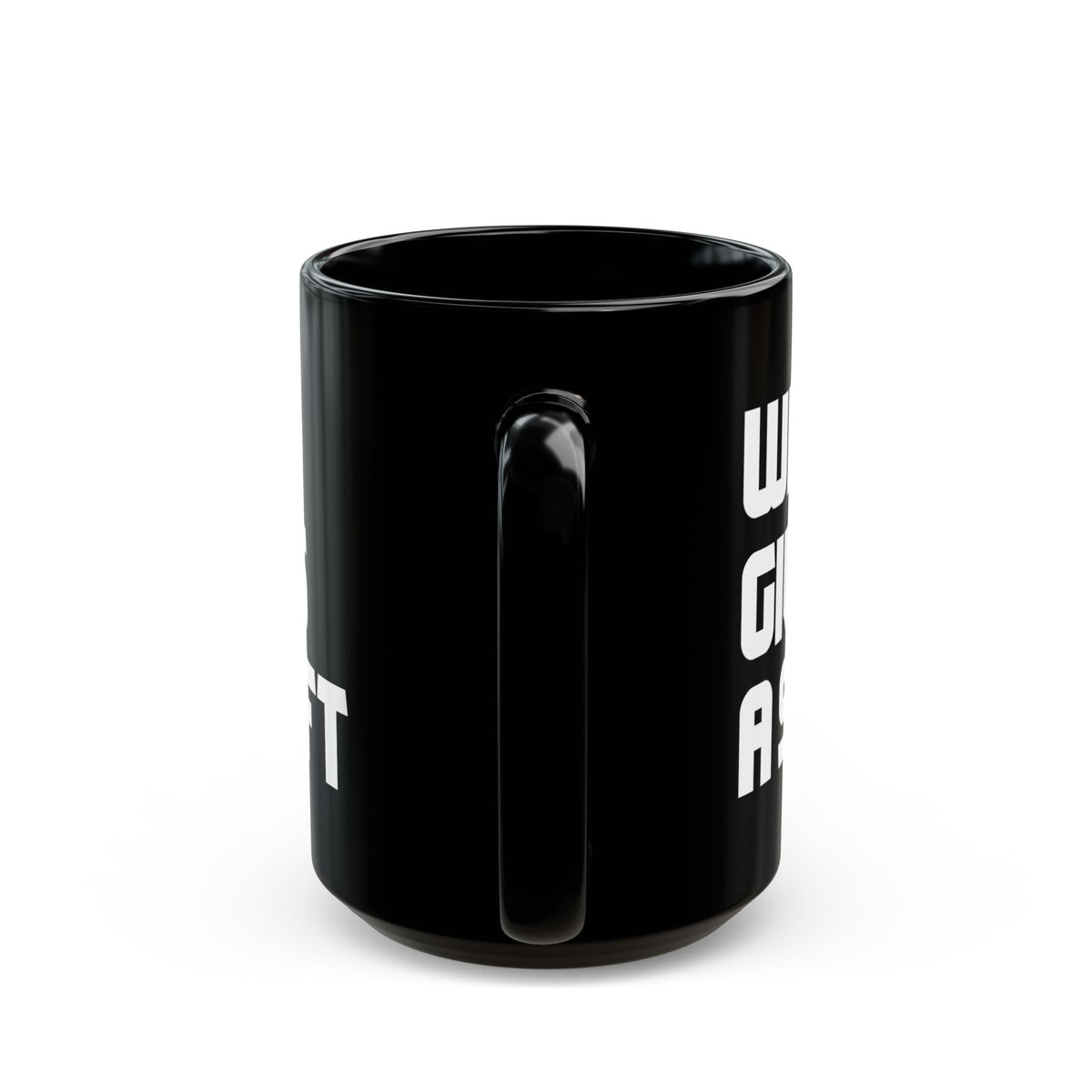 Who Gives a Shift Funny Coffee Mug - 15oz black coffee mug, handle facing front