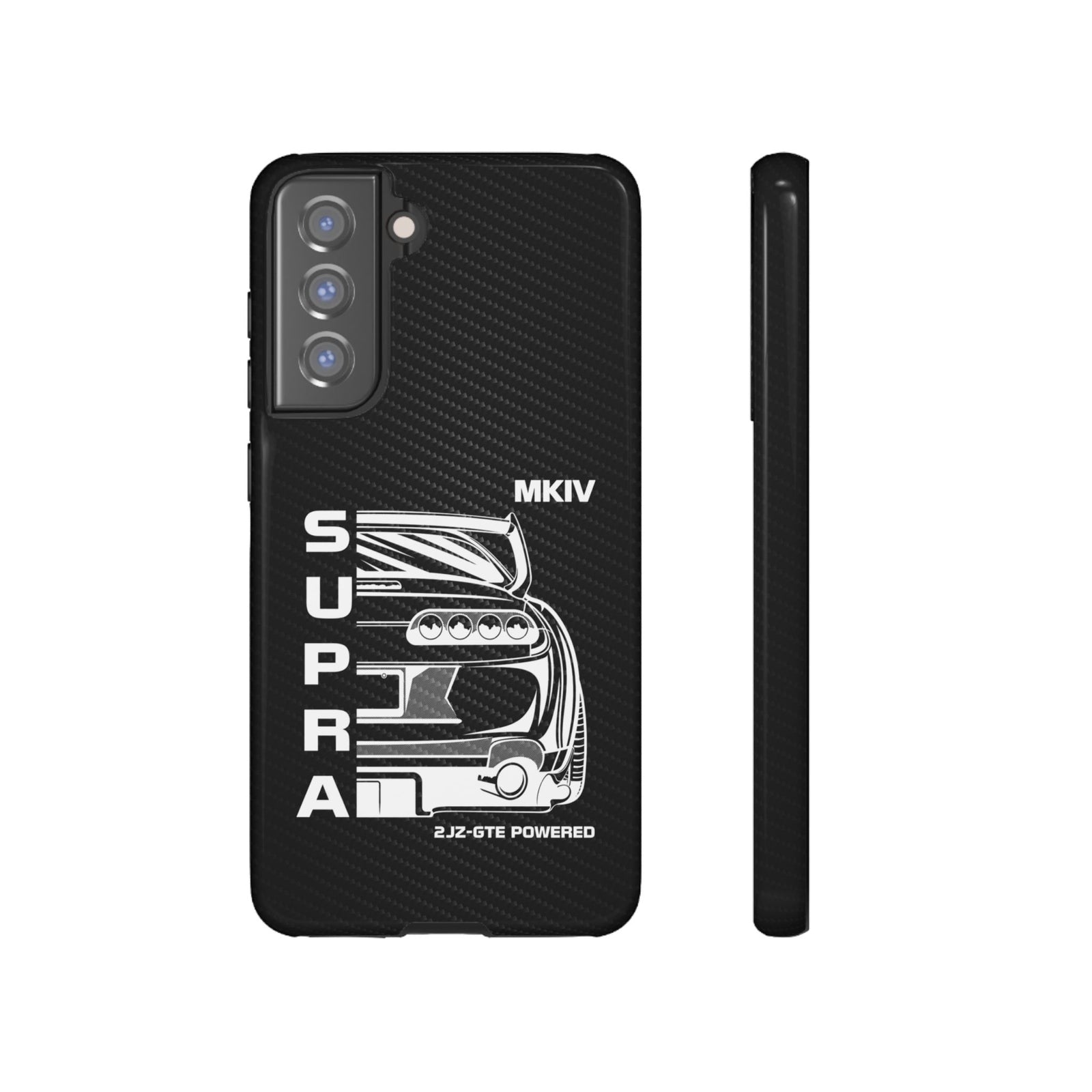 JDM Back View Tough Phone Case - Samsung Galaxy S21 FE, glossy, front and side view