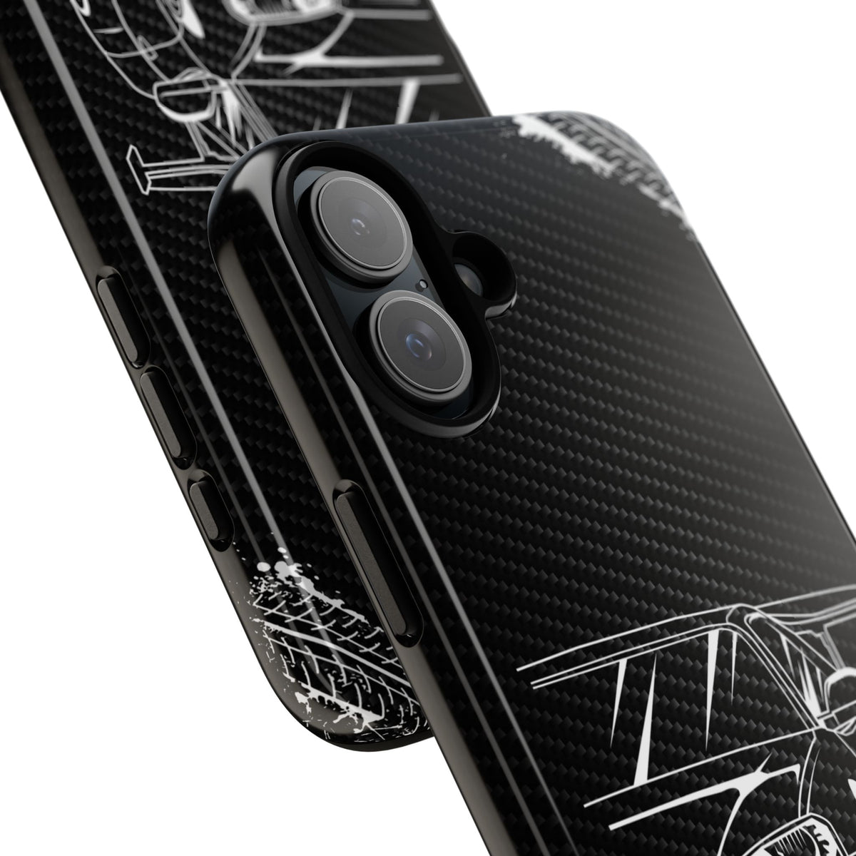 JDM Legends Never Die Tough Phone Case - iPhone 16 Plus, glossy, camera cutout close-up