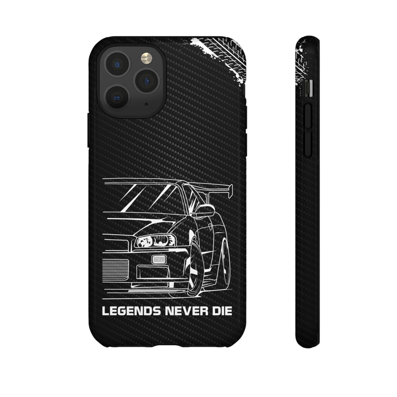 JDM Legends Never Die Tough Phone Case - iPhone 11 Pro, glossy, front and side view