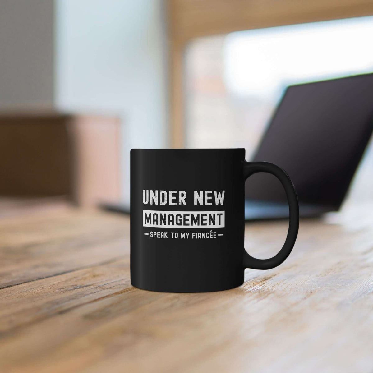 Under New Management Speak to My Fiancee Mug coffee mug gift - car guy present