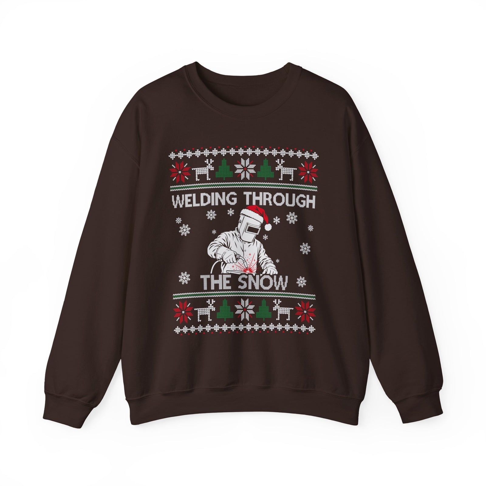 Welding Through the Snow Welder Christmas Sweatshirt in Dark Chocolate