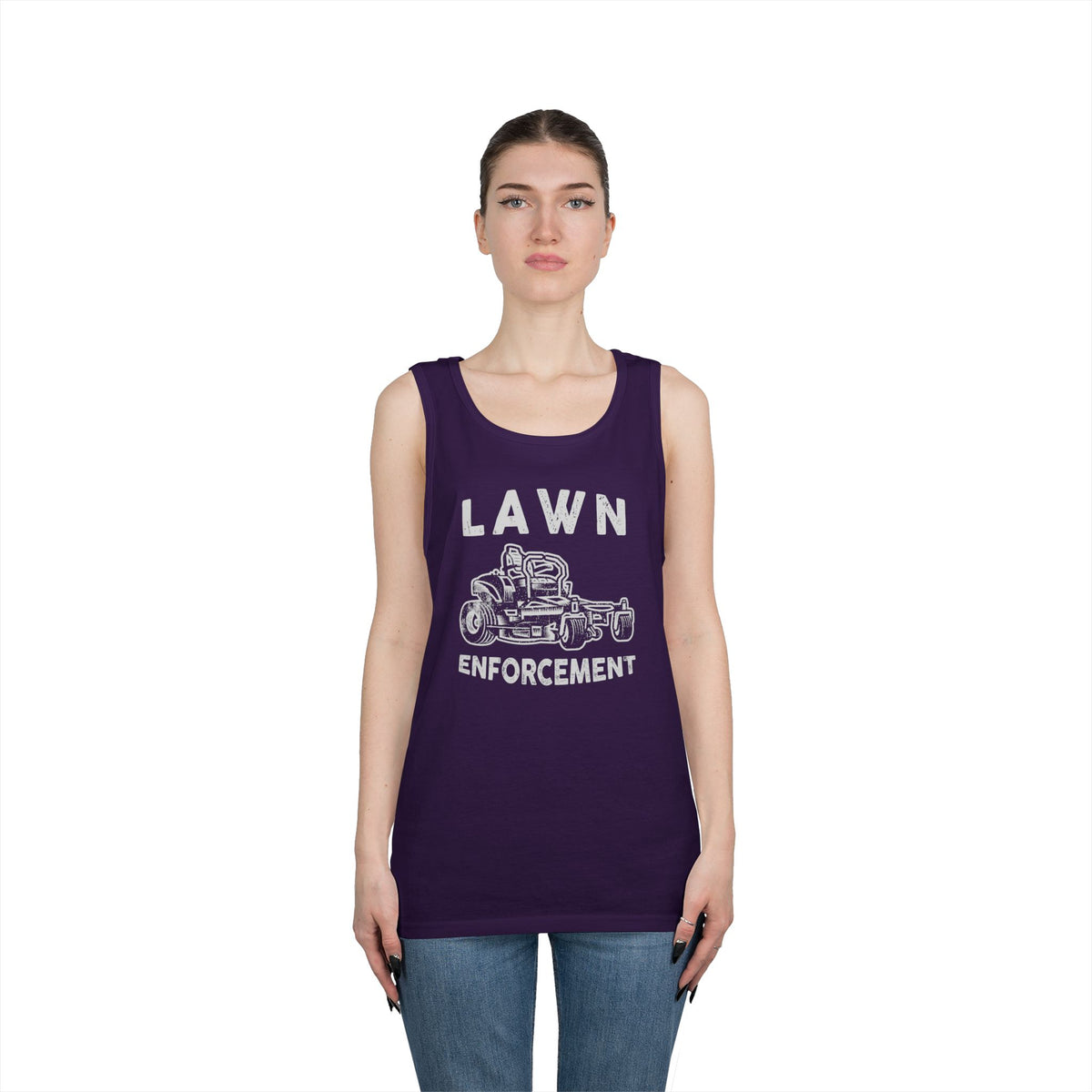 Lawn Enforcement Tank Top for Men, Funny Mowing Officer Sleeveless Shirt, Zero Turn Mower Gift, Gardener Singlet