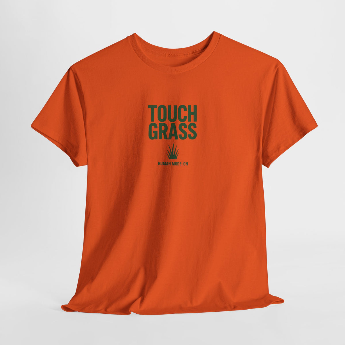Touch Grass Human Mode On funny AI t-shirt - center chest graphic tee for programmers