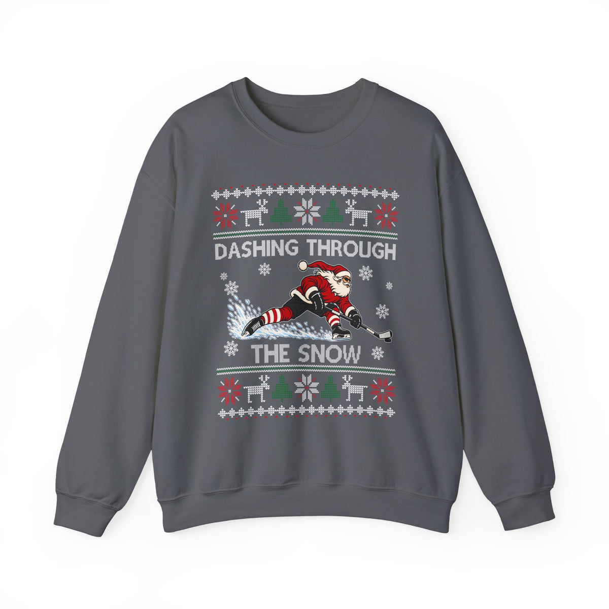 Dashing Through The Snow Hockey Christmas Sweatshirt in Charcoal