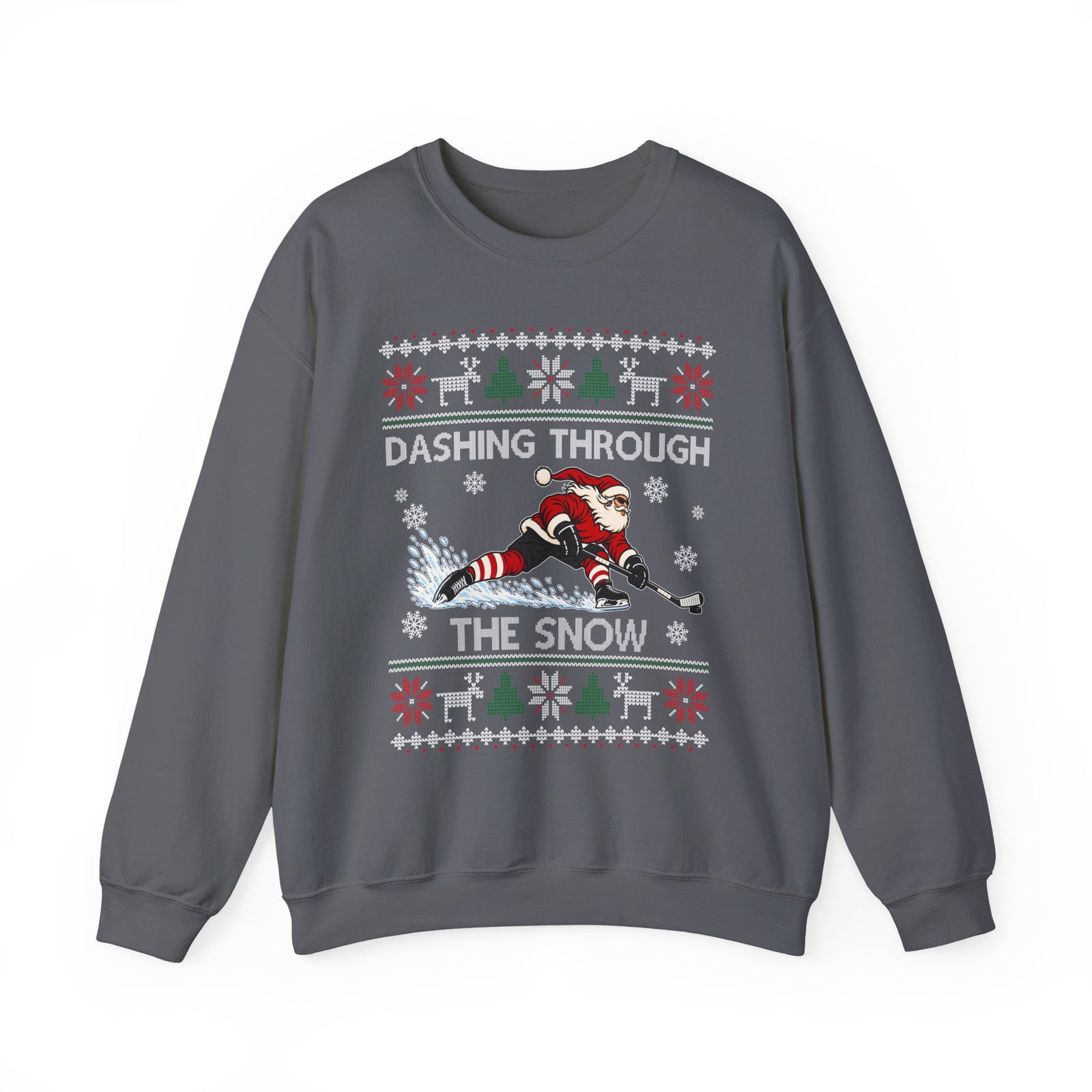 Dashing Through The Snow Hockey Christmas Sweatshirt in Charcoal