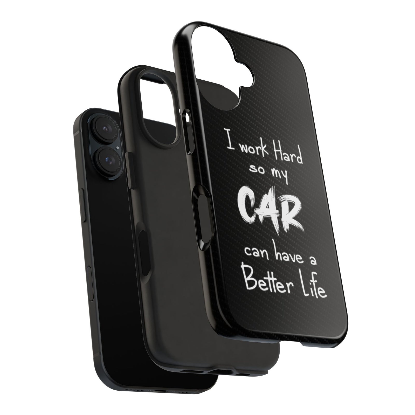 Working Hard For My Car Tough Phone Case - iPhone 16, dual-layer protection
