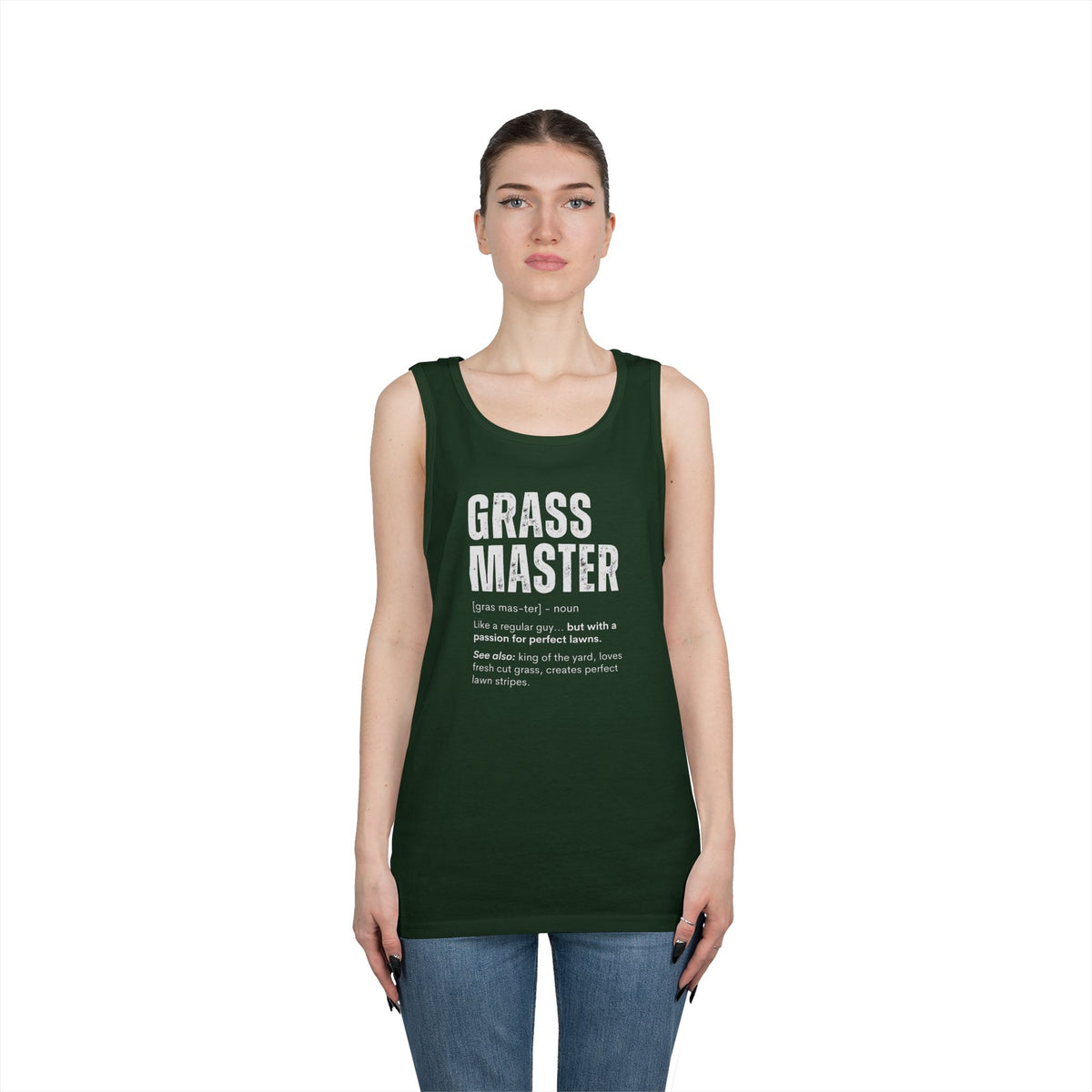 Grass Master Tank Top for Men, Funny Lawn Care Definition Sleeveless Shirt, Mowing Gift, Yard Work Singlet