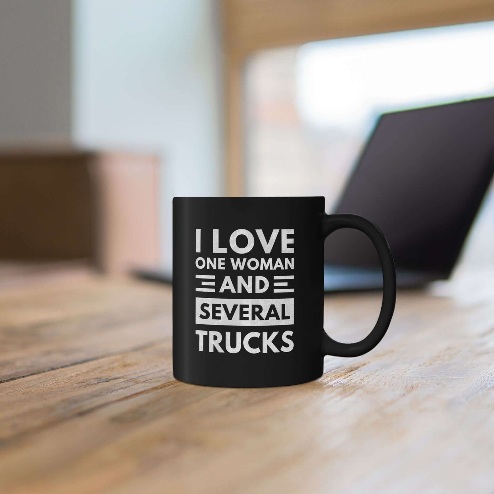 I Love One Woman and Several Trucks Mug mug back view - car enthusiast gift