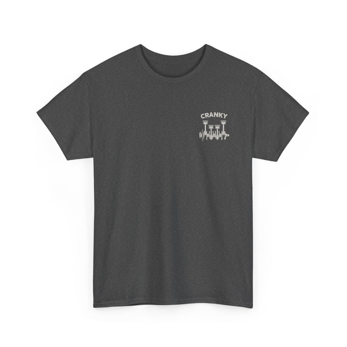 Cranky Minimalist Mechanic T-Shirt | Small Chest Print Crankshaft Tee