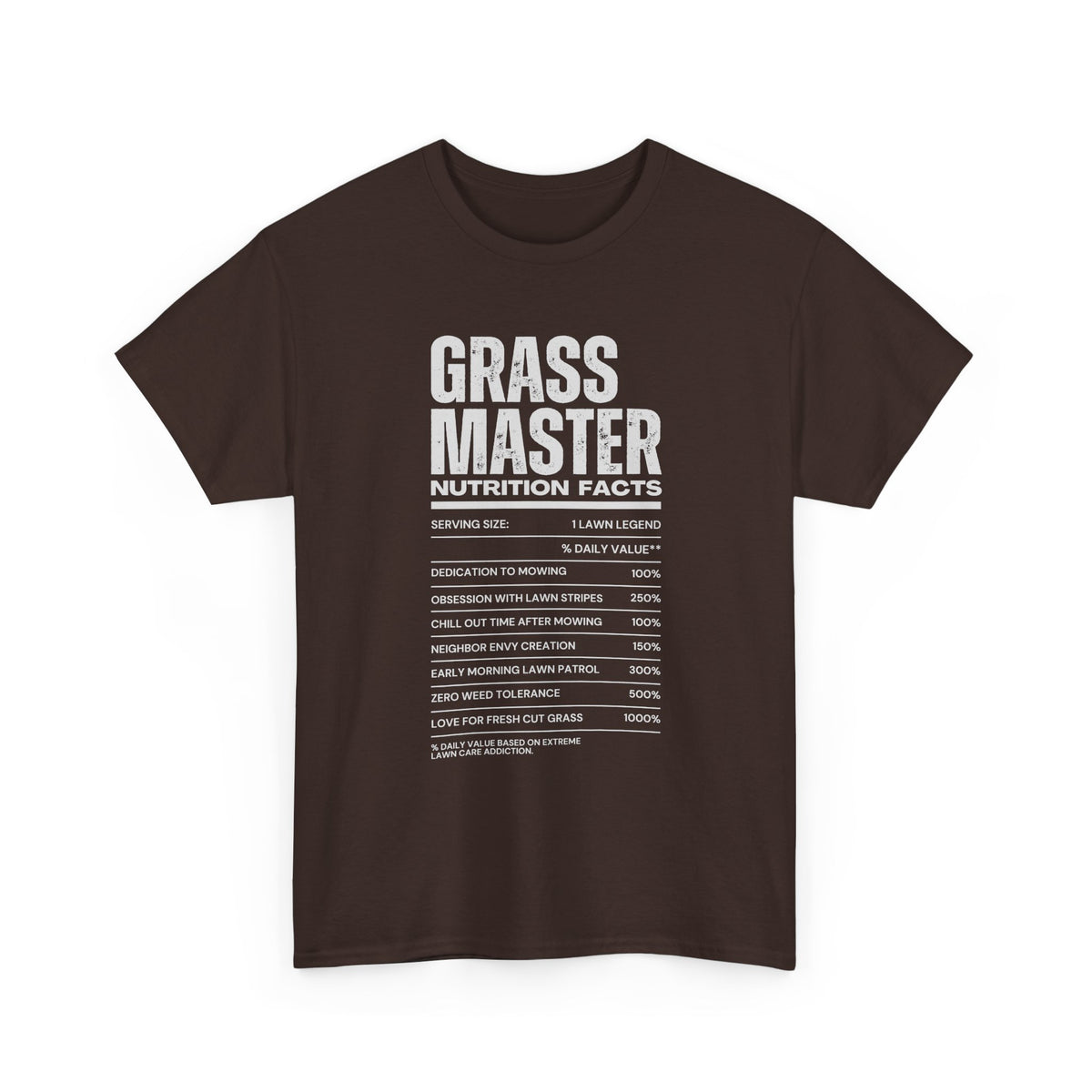 Grass Master Lawn Care Nutrition Facts T-Shirt | Funny Mowing Tee