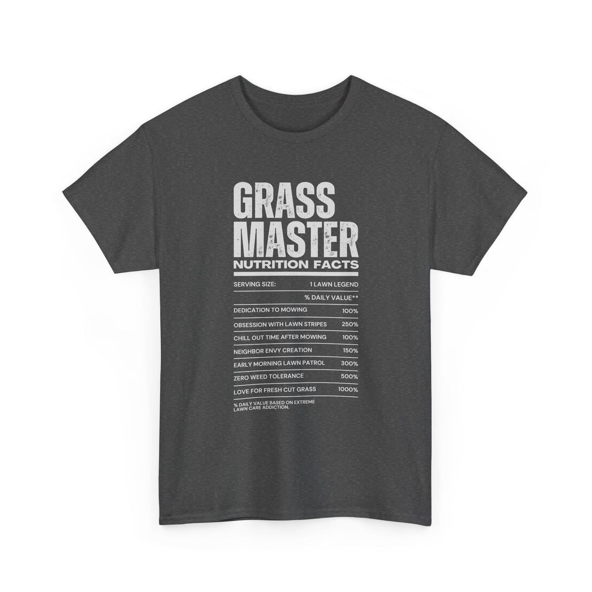 Grass Master Lawn Care Nutrition Facts T-Shirt | Funny Mowing Tee