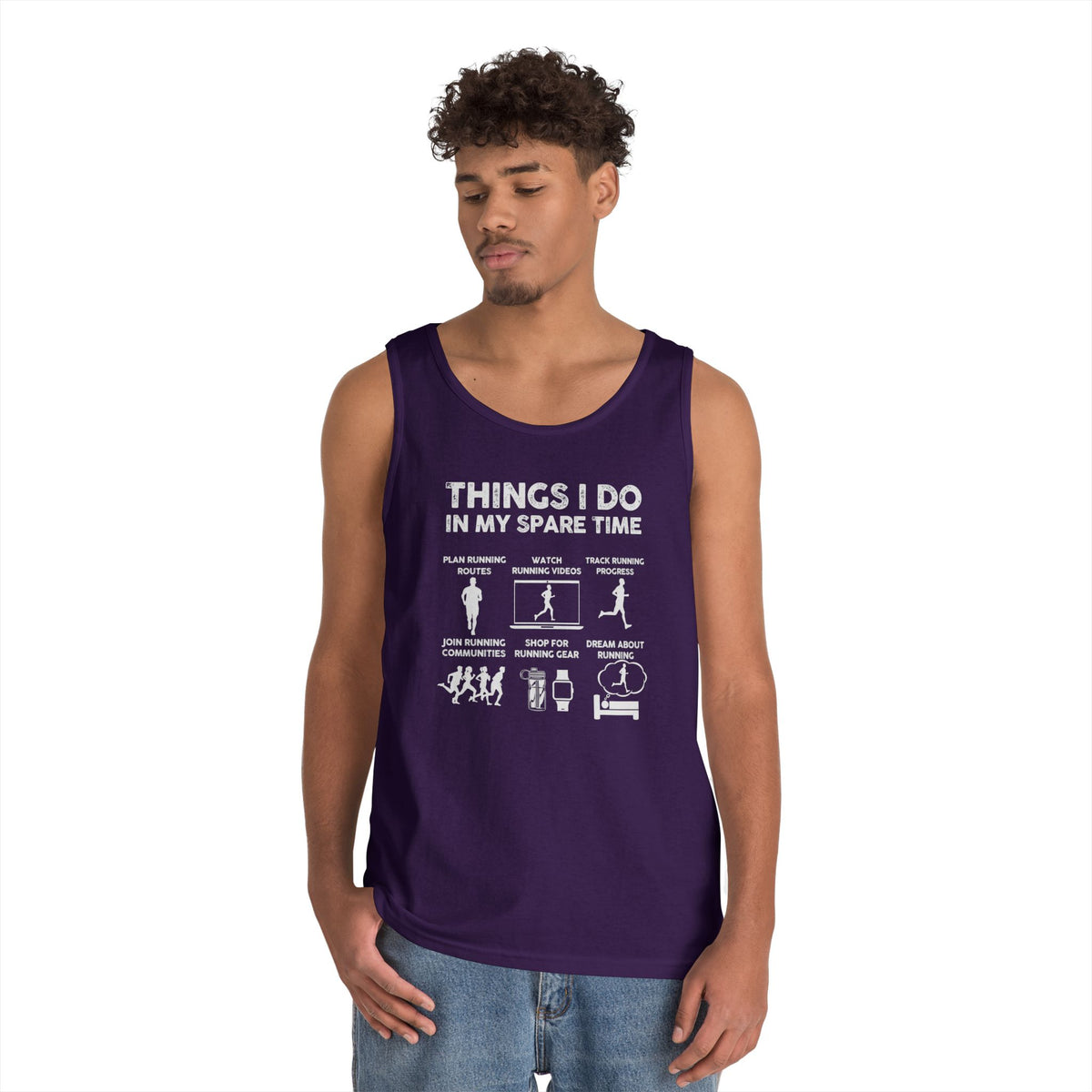 Funny Running Tank Top for Men, Things I Do In My Spare Time Sleeveless Shirt, Marathon Runner Gift, Gym Workout Singlet