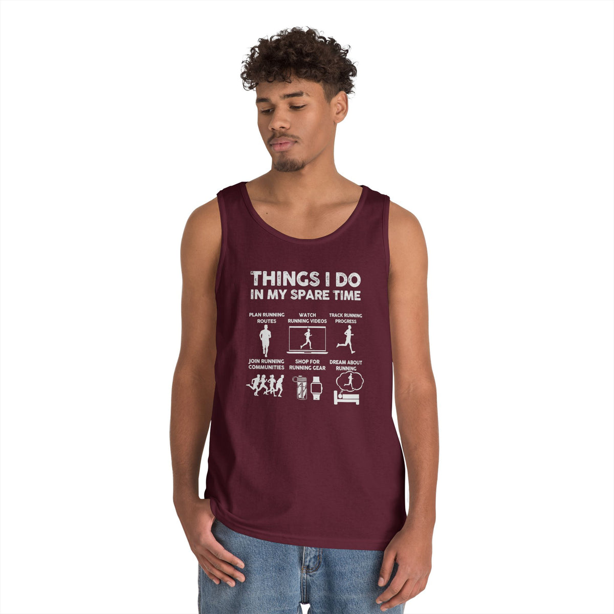 Funny Running Tank Top for Men, Things I Do In My Spare Time Sleeveless Shirt, Marathon Runner Gift, Gym Workout Singlet