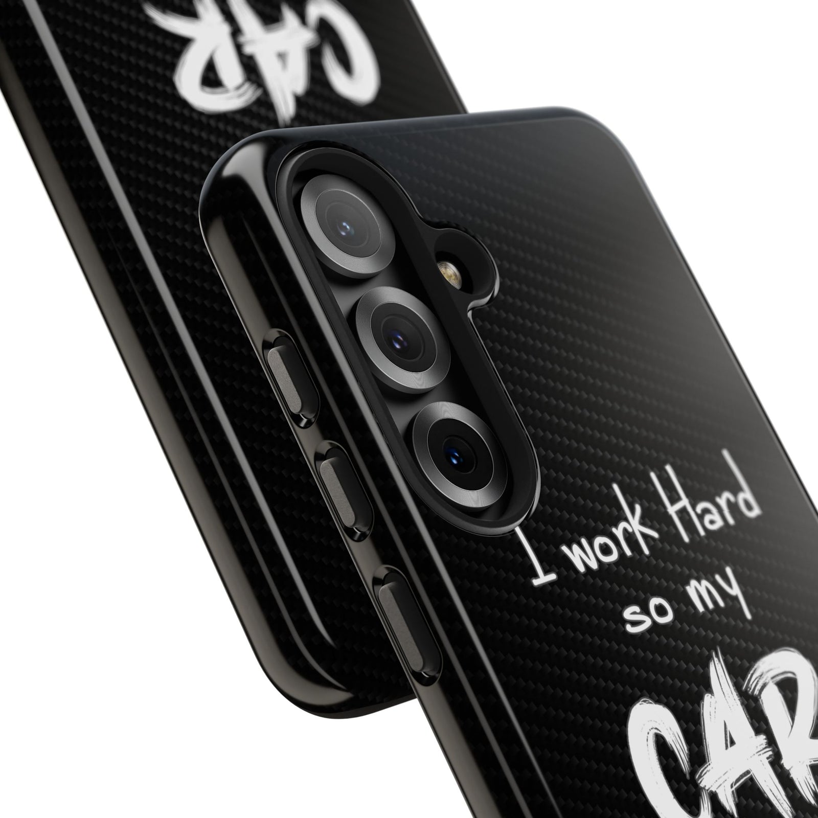 Working Hard For My Car Tough Phone Case - Samsung Galaxy S25, camera cutout close-up