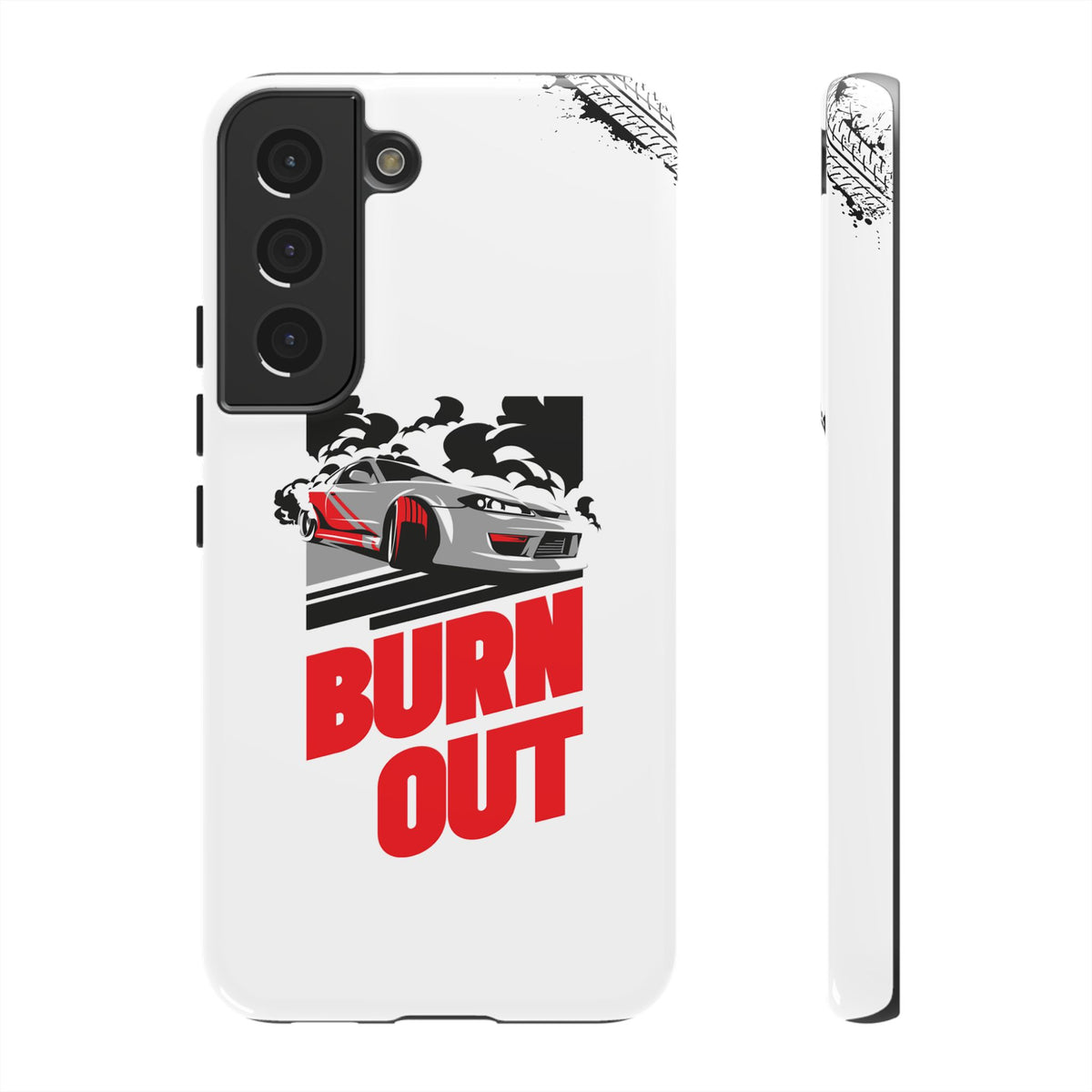 JDM Burnout Tough Car Phone Case - Samsung Galaxy S22, glossy, front and side view