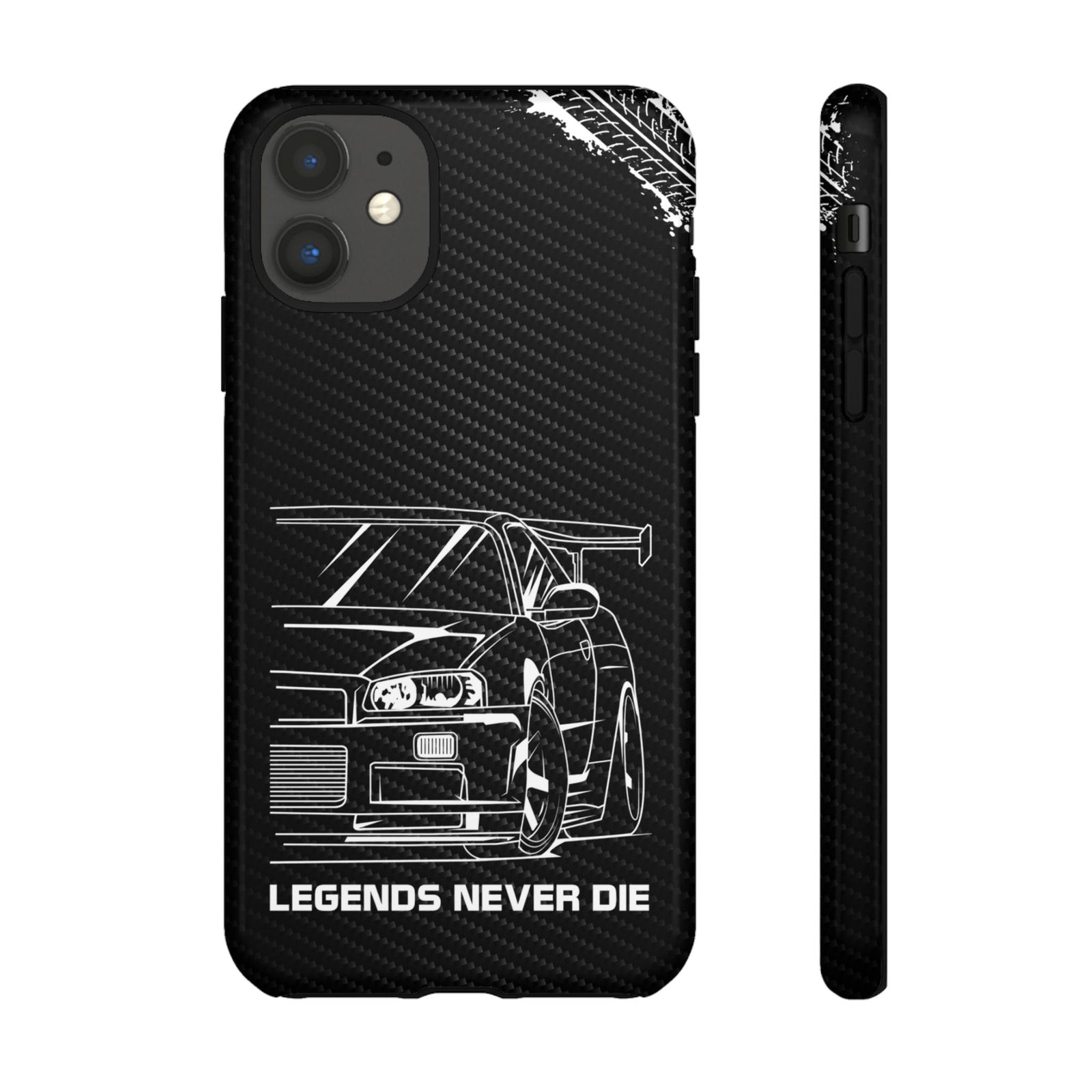 JDM Legends Never Die Tough Phone Case - iPhone 11, glossy, front and side view