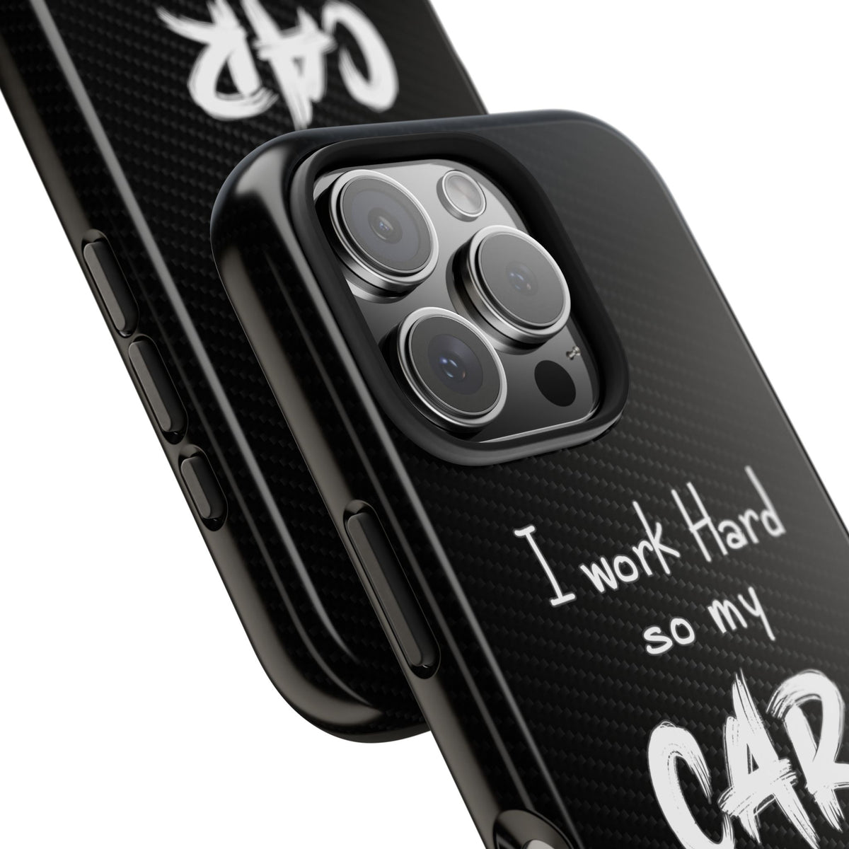 Working Hard For My Car Tough Phone Case - iPhone 16 Pro, camera cutout close-up