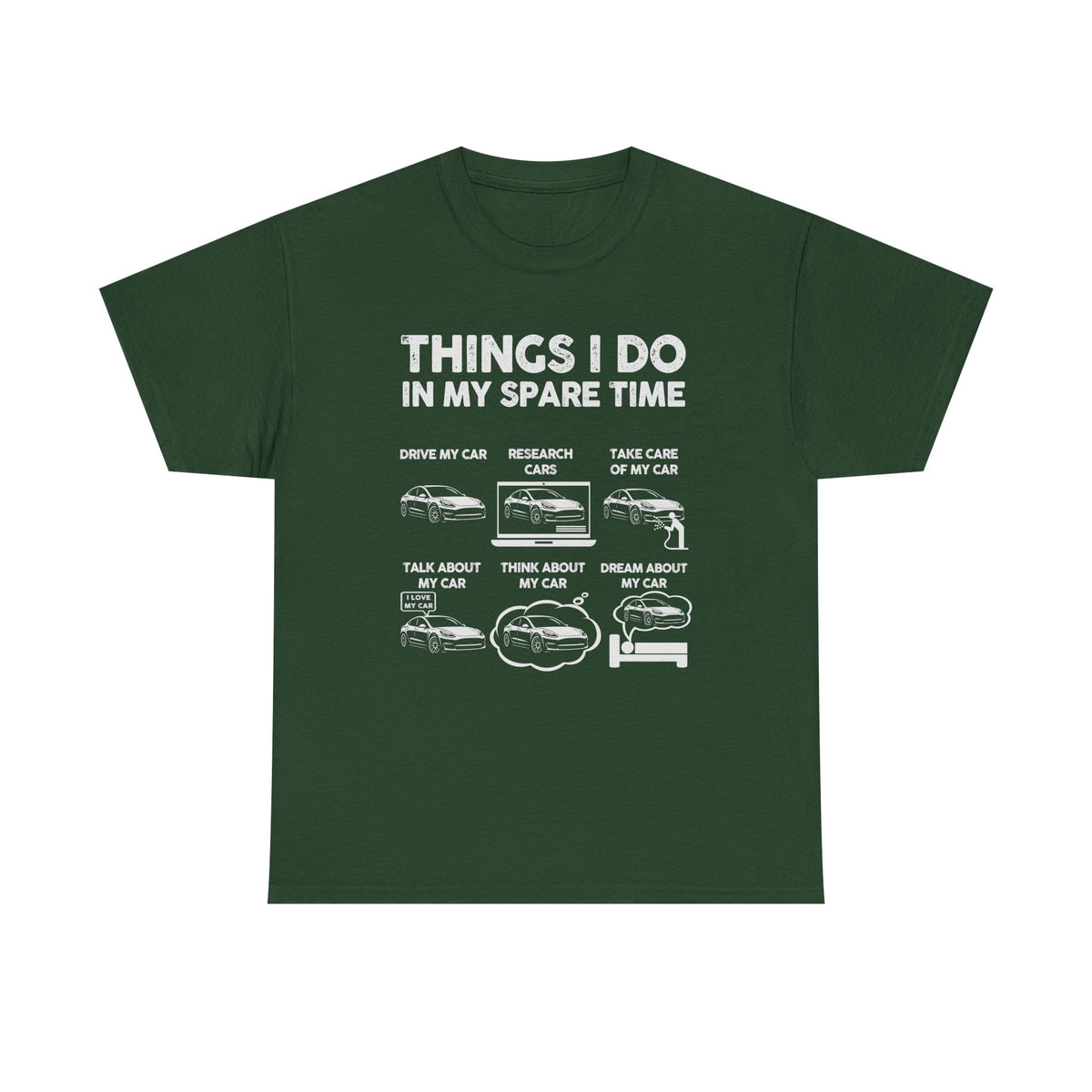 Tesla Owner spare time shirt flat lay - EV car guy humor tee