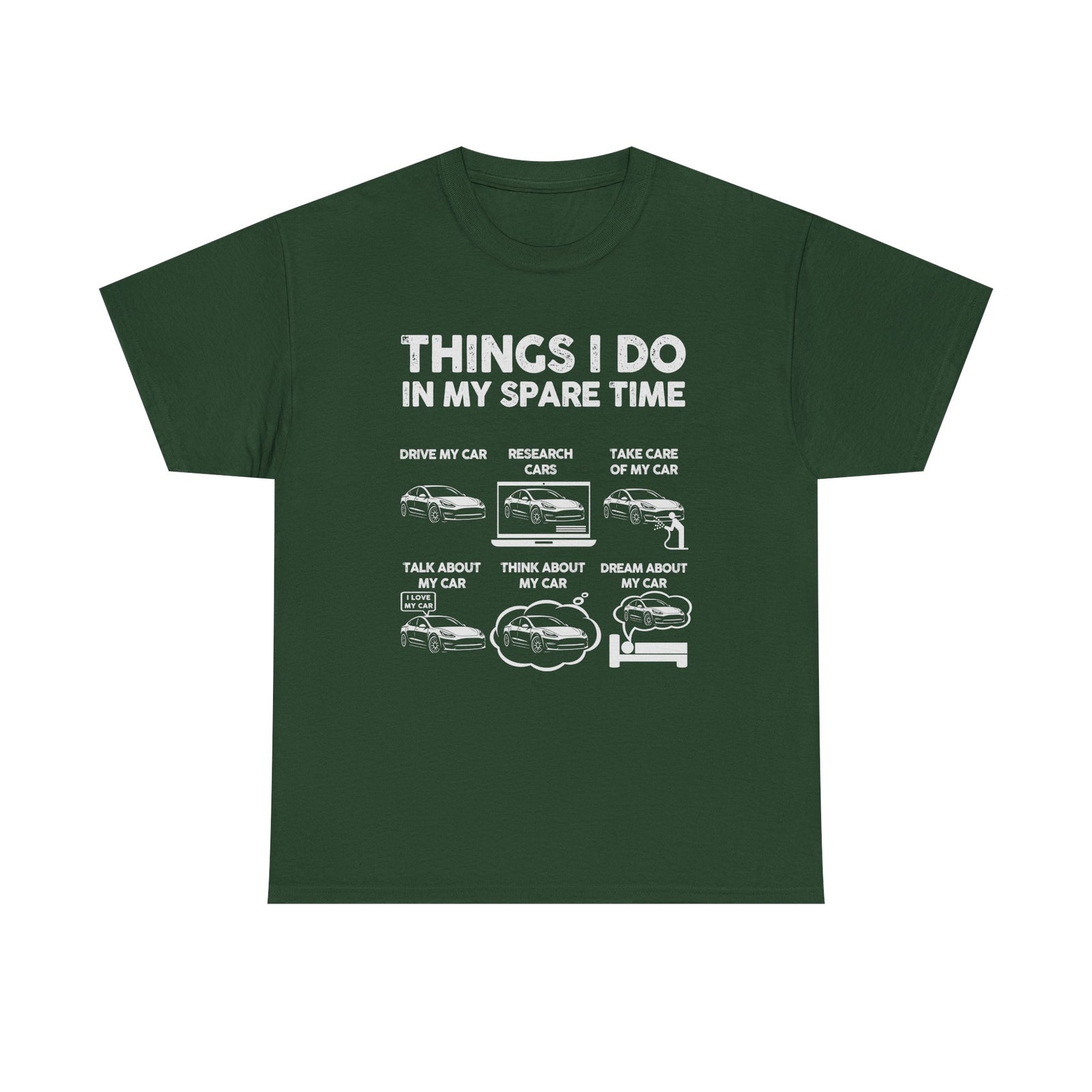 Tesla Owner spare time shirt flat lay - EV car guy humor tee