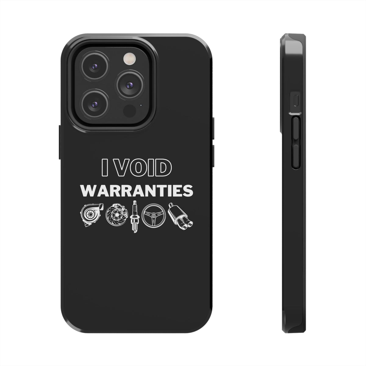 Void Warranties Phone Case shirt detail - petrolhead gift tee