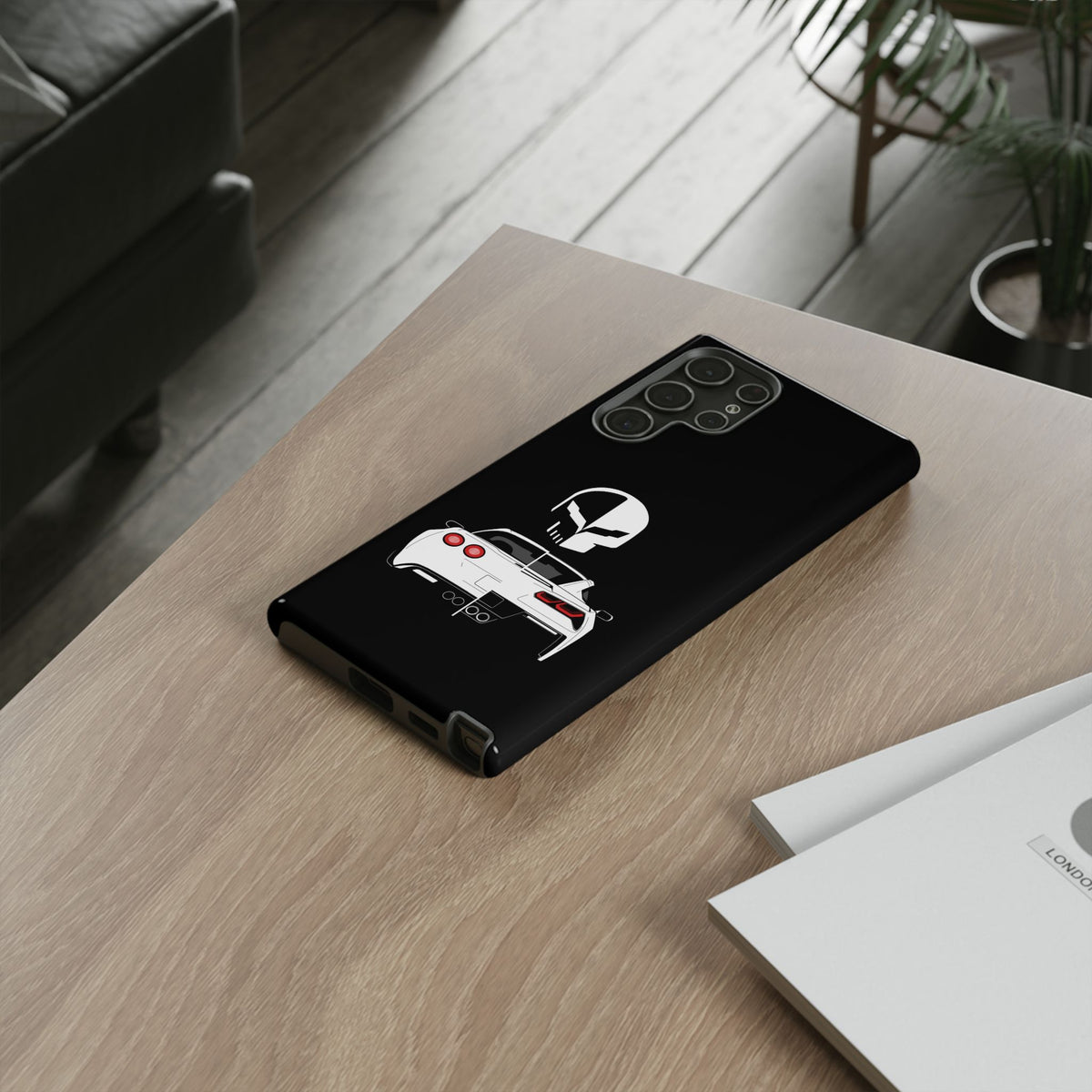 Corvette Punisher Skull Tough Phone Case | Muscle Car Guy Gift