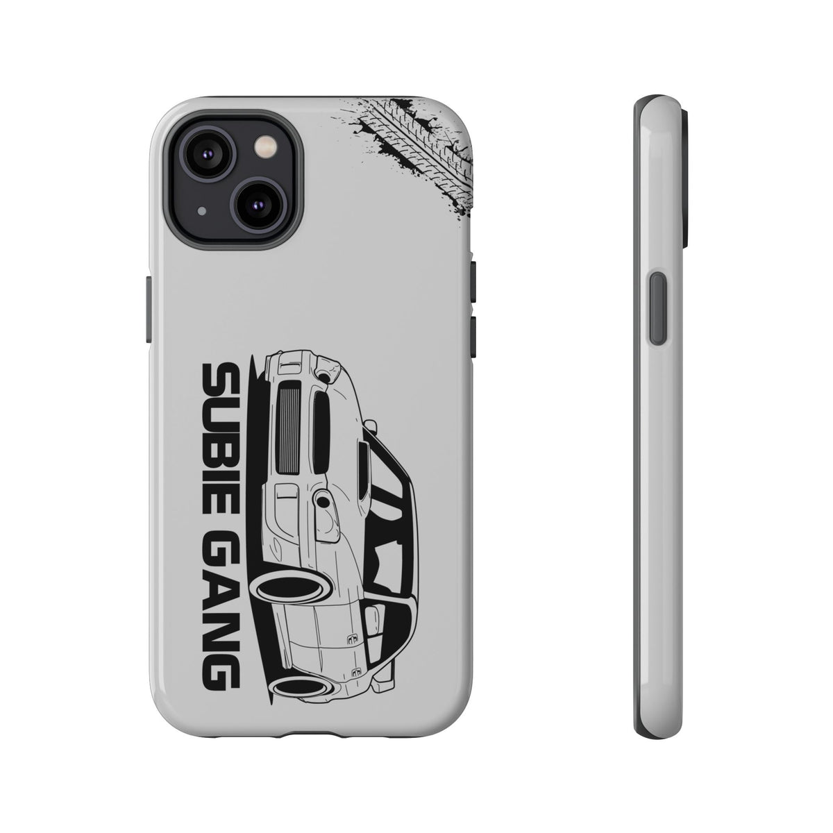 JDM Gang Tough Phone Case - iPhone 14 Plus, glossy, front and side view