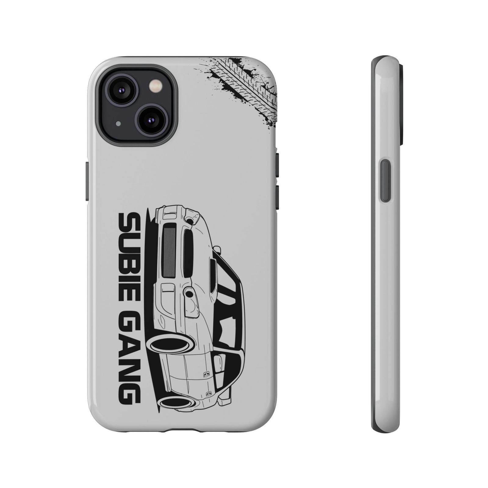 JDM Gang Tough Phone Case - iPhone 14 Plus, glossy, front and side view