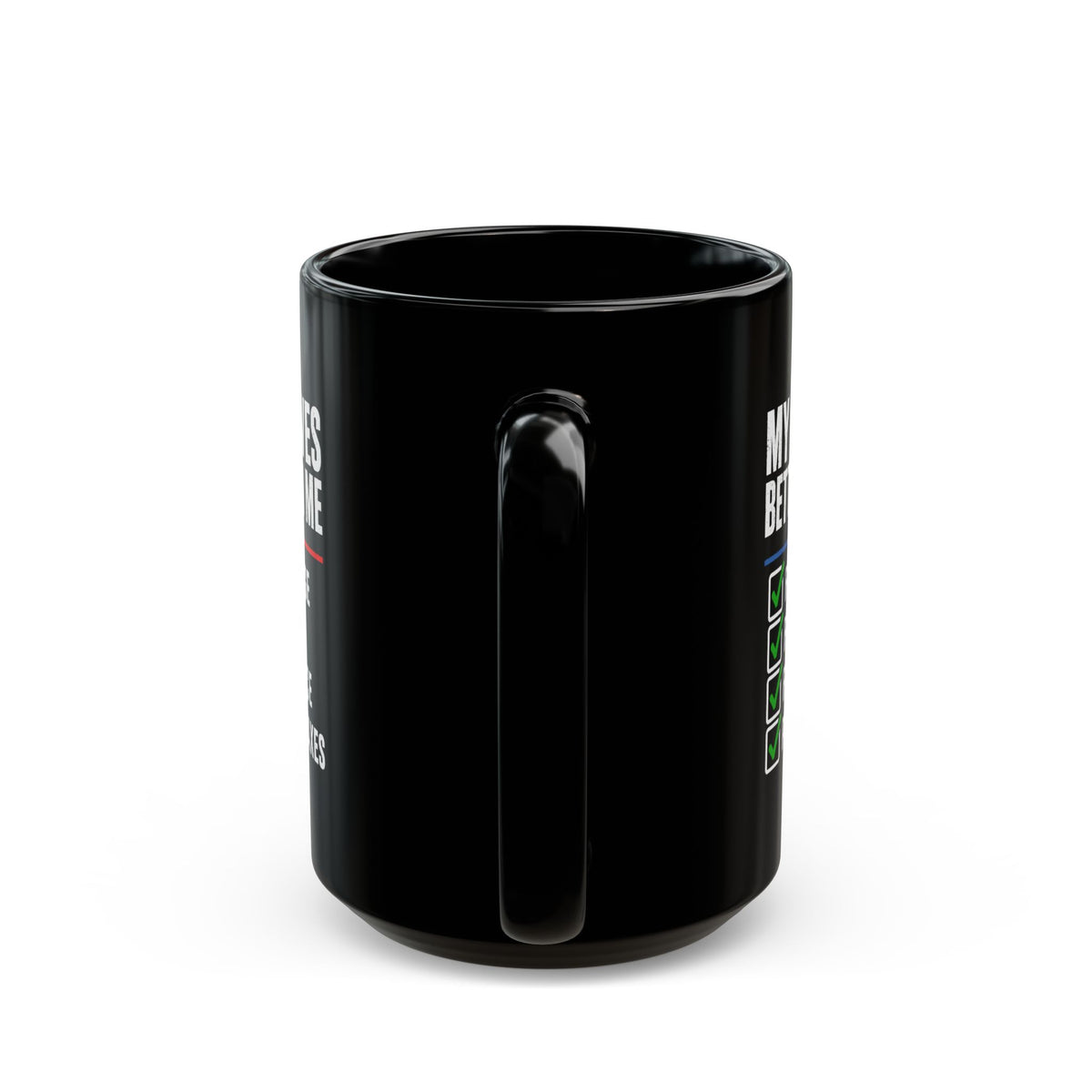 My Car Lives Better Than Me Mug - 15oz black coffee mug, handle facing front
