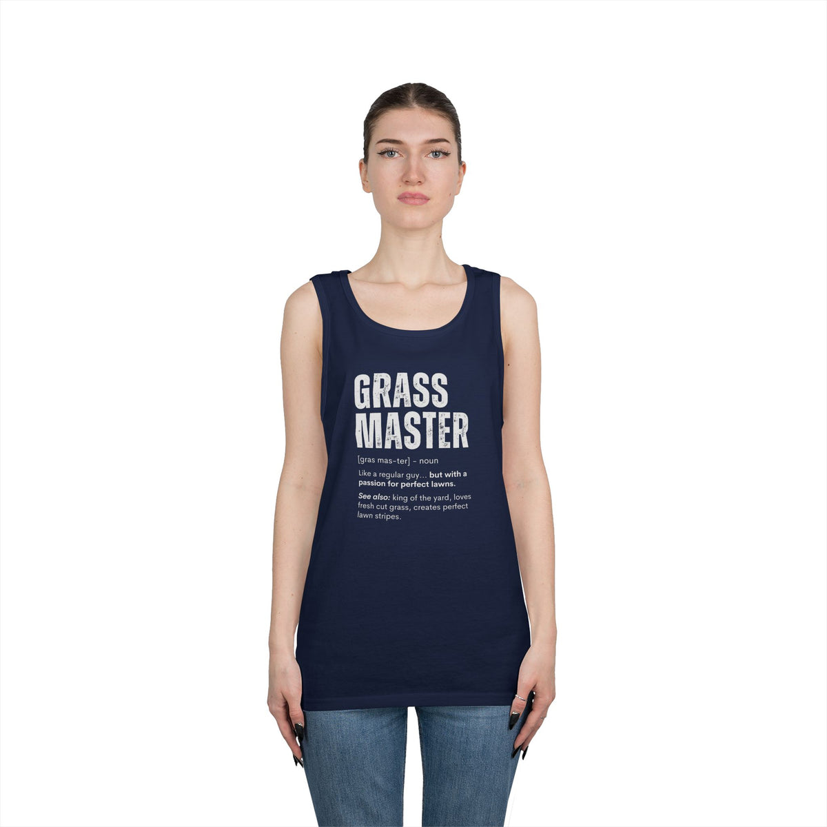 Grass Master Tank Top for Men, Funny Lawn Care Definition Sleeveless Shirt, Mowing Gift, Yard Work Singlet