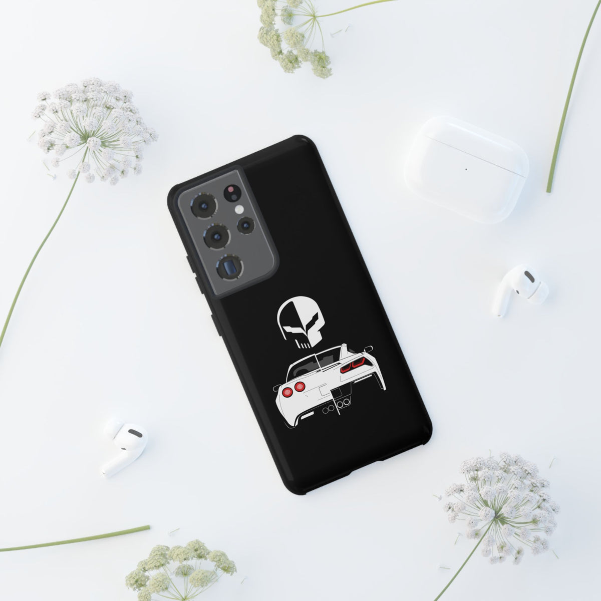 Corvette Punisher Skull Tough Phone Case | Muscle Car Guy Gift