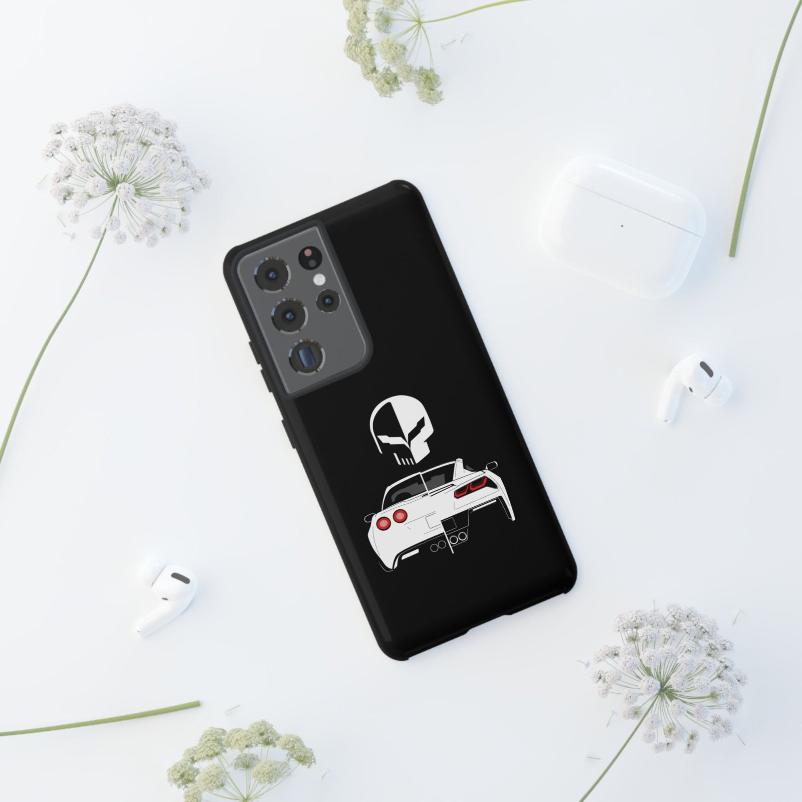 Corvette Punisher Skull Tough Phone Case | Muscle Car Guy Gift