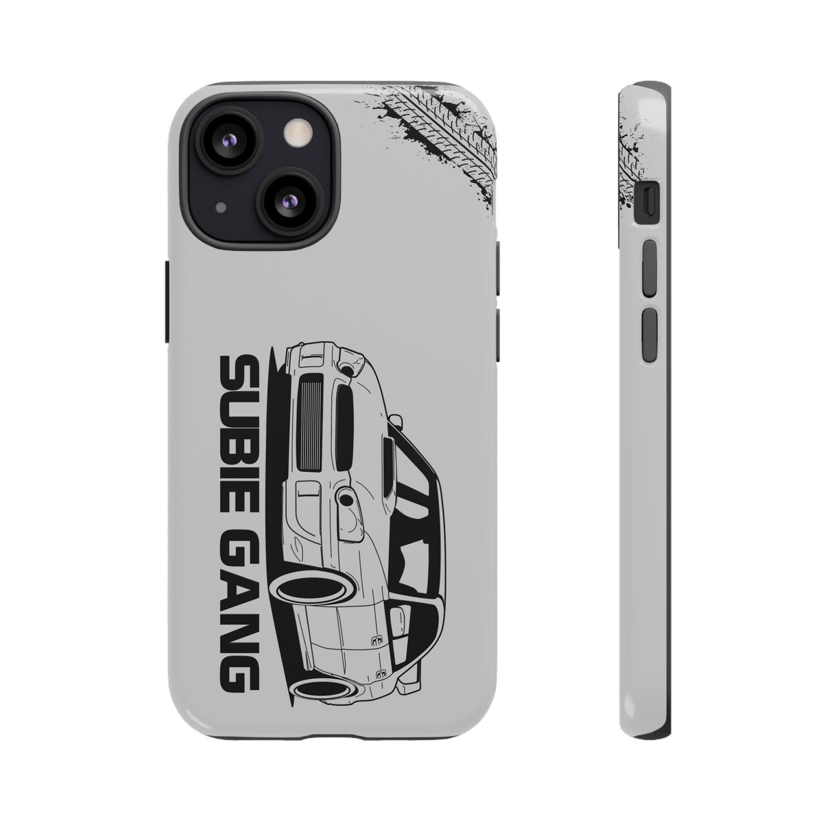 JDM Gang Tough Phone Case - iPhone 13 Mini, glossy, front and side view