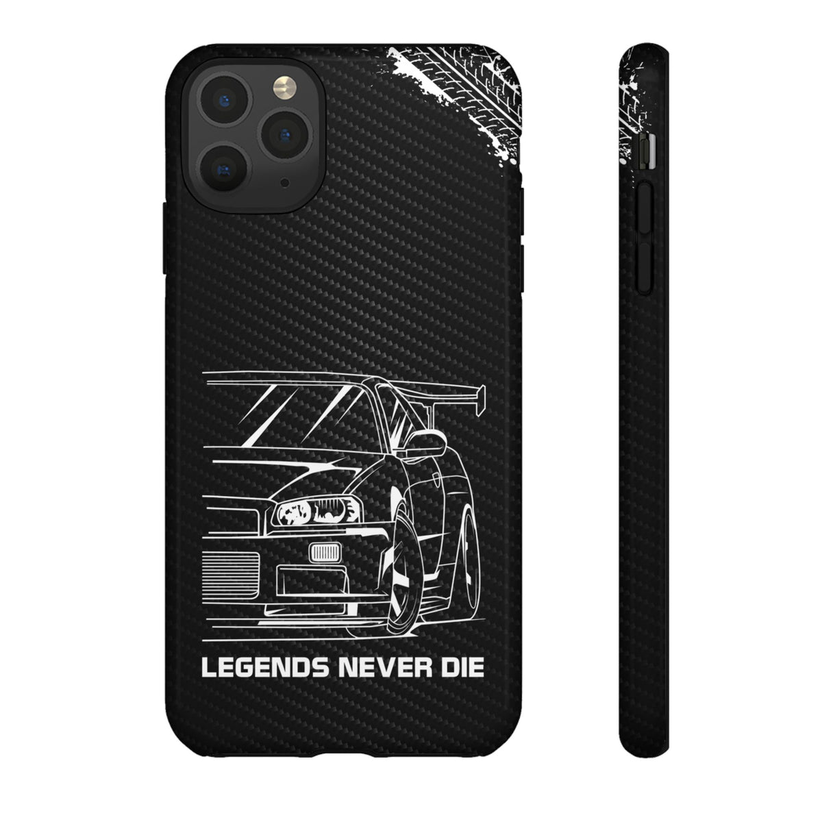 JDM Legends Never Die Tough Phone Case - iPhone 11 Pro Max, glossy, front and side view