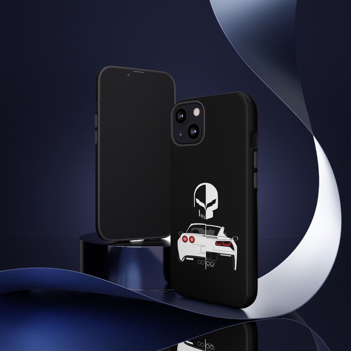 Corvette Punisher Skull Tough Phone Case | Muscle Car Guy Gift