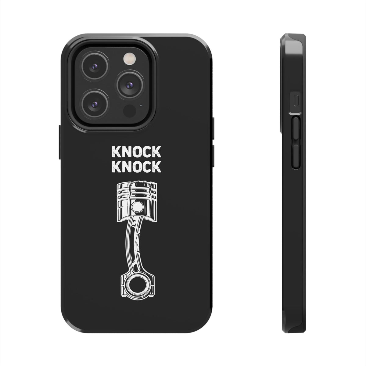 Knock Knock Broken Piston Phone Case shirt detail - petrolhead gift tee