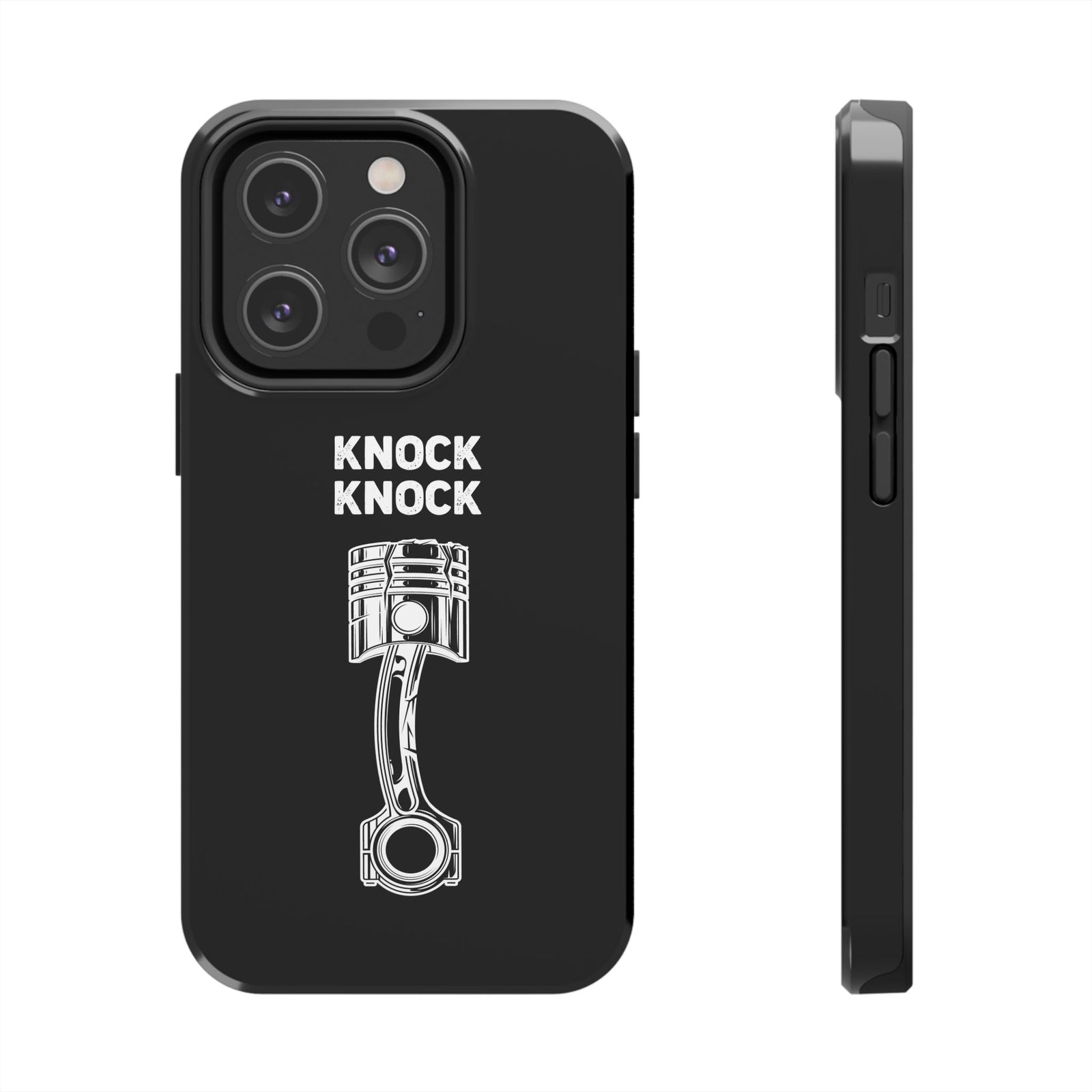 Knock Knock Broken Piston Phone Case shirt detail - petrolhead gift tee