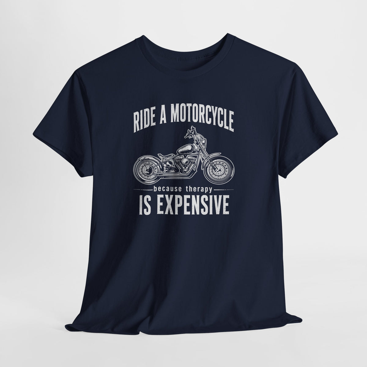Cruiser motorcycle t-shirt folded flat lay
