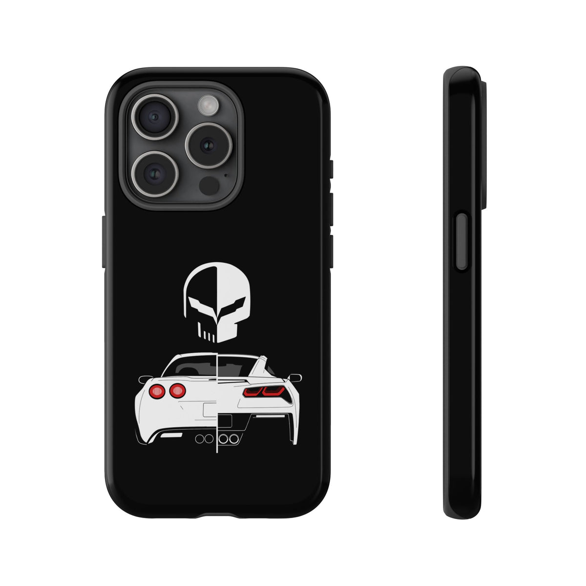Corvette Punisher Skull Tough Phone Case | Muscle Car Guy Gift