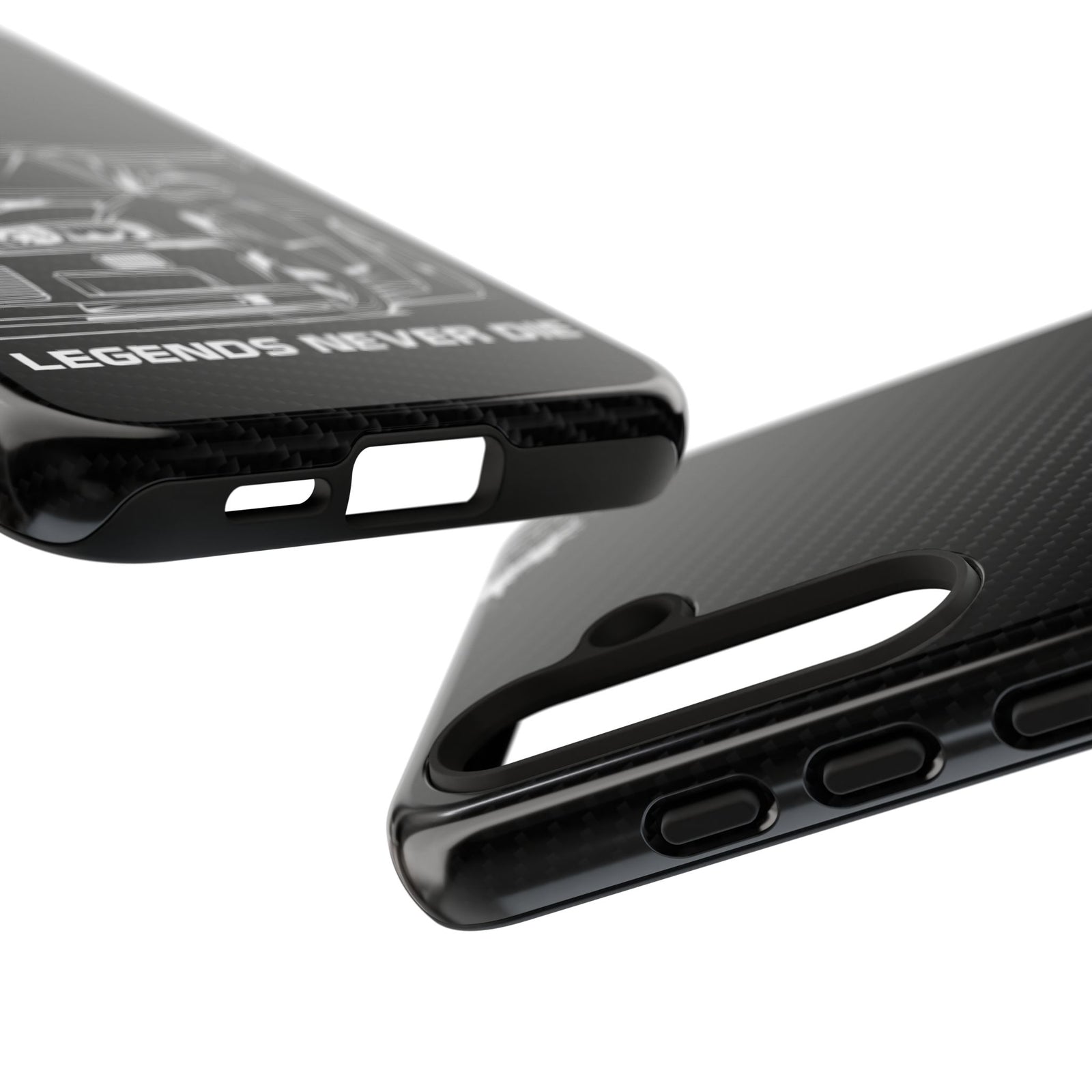 JDM Legends Never Die Tough Phone Case - Samsung Galaxy S24, glossy, edge and port close-up