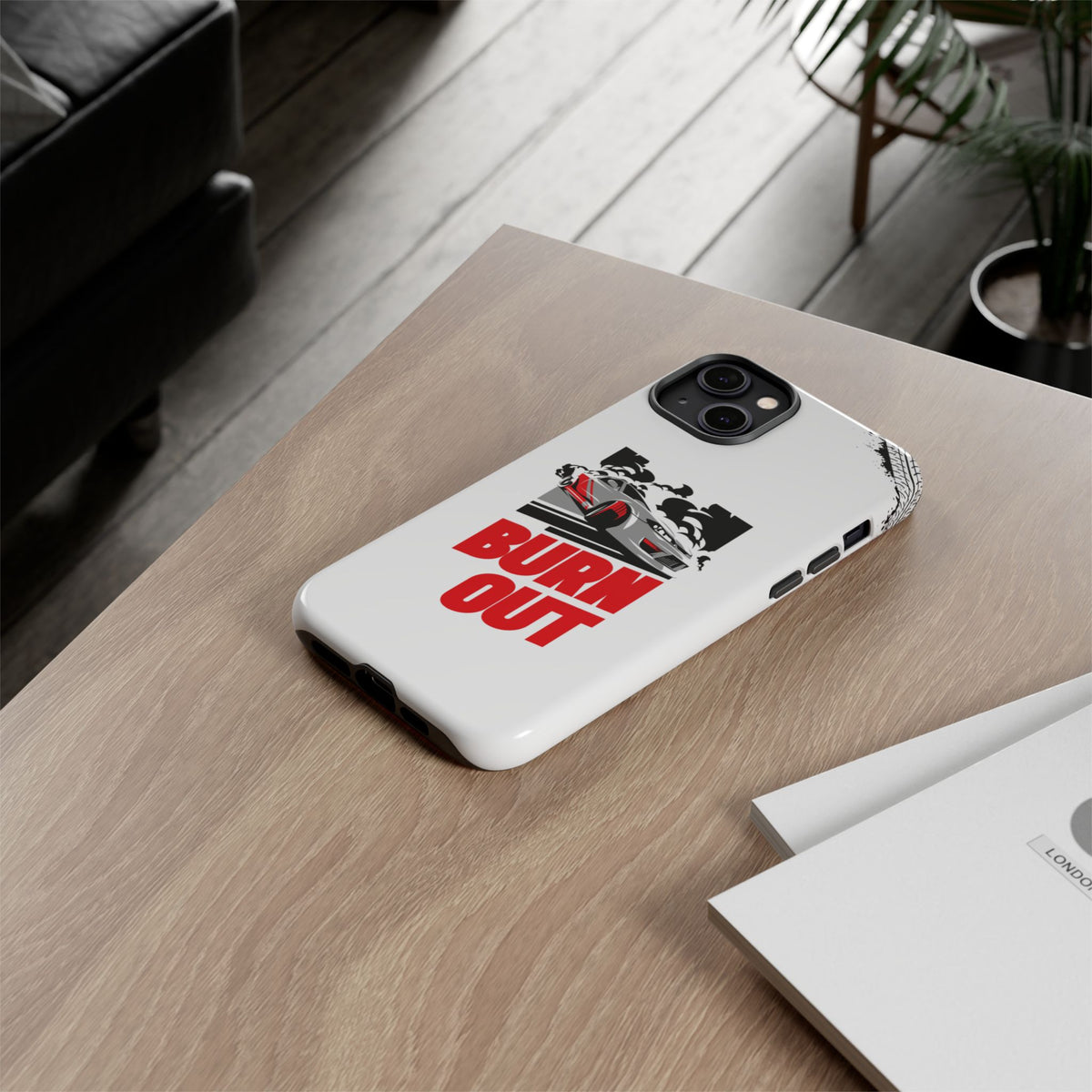 JDM Burnout Tough Car Phone Case - iPhone 14 Plus, glossy, lifestyle photo