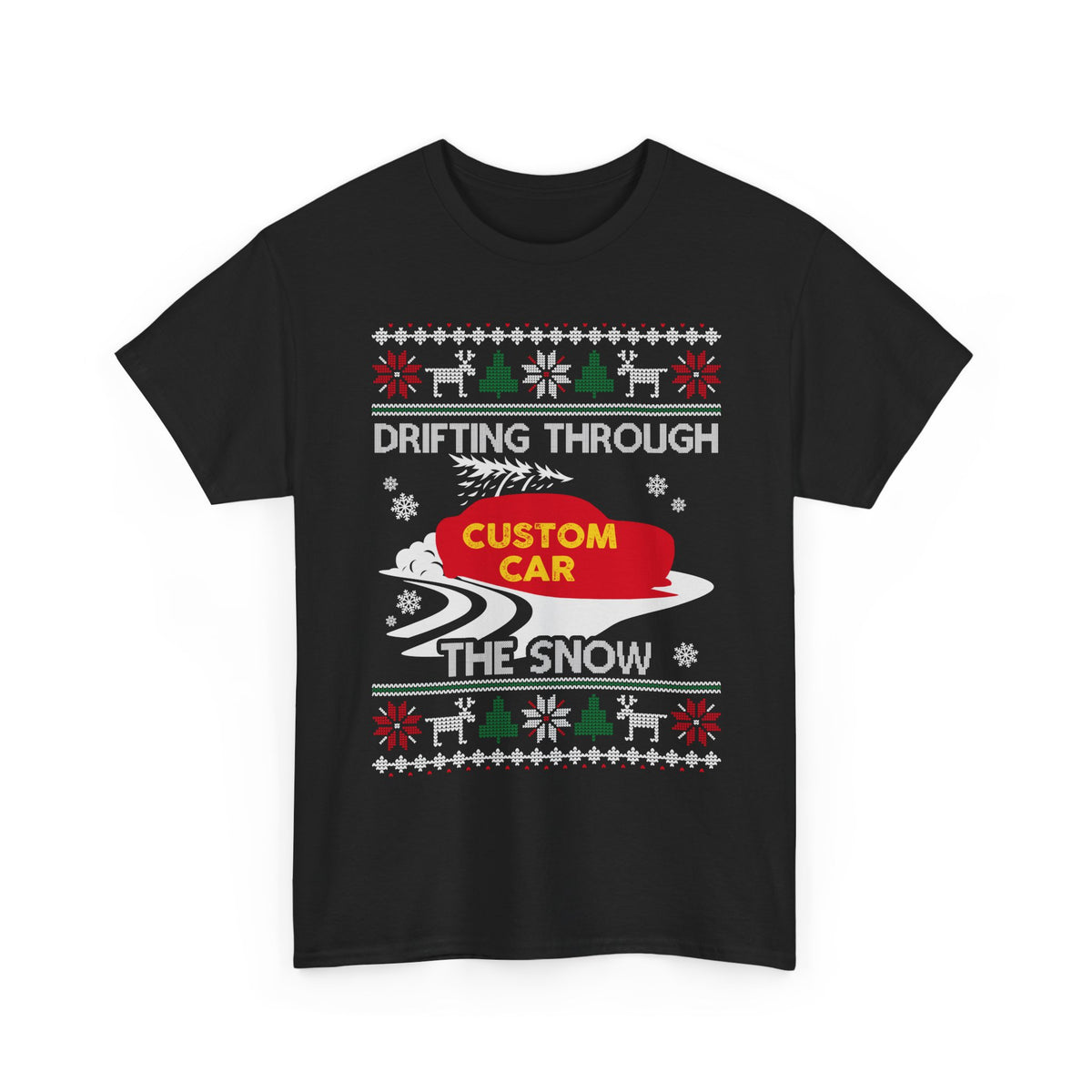 Custom Ugly Christmas Car T-Shirt — personalized drifting through the snow tee | car guy gift