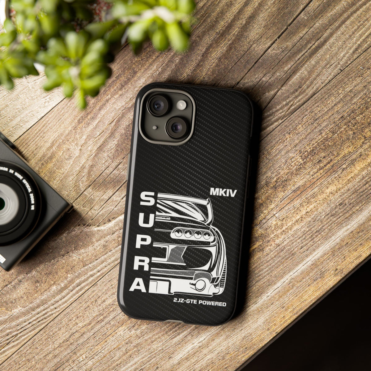 JDM Back View Tough Phone Case - iPhone 15, glossy, lifestyle photo