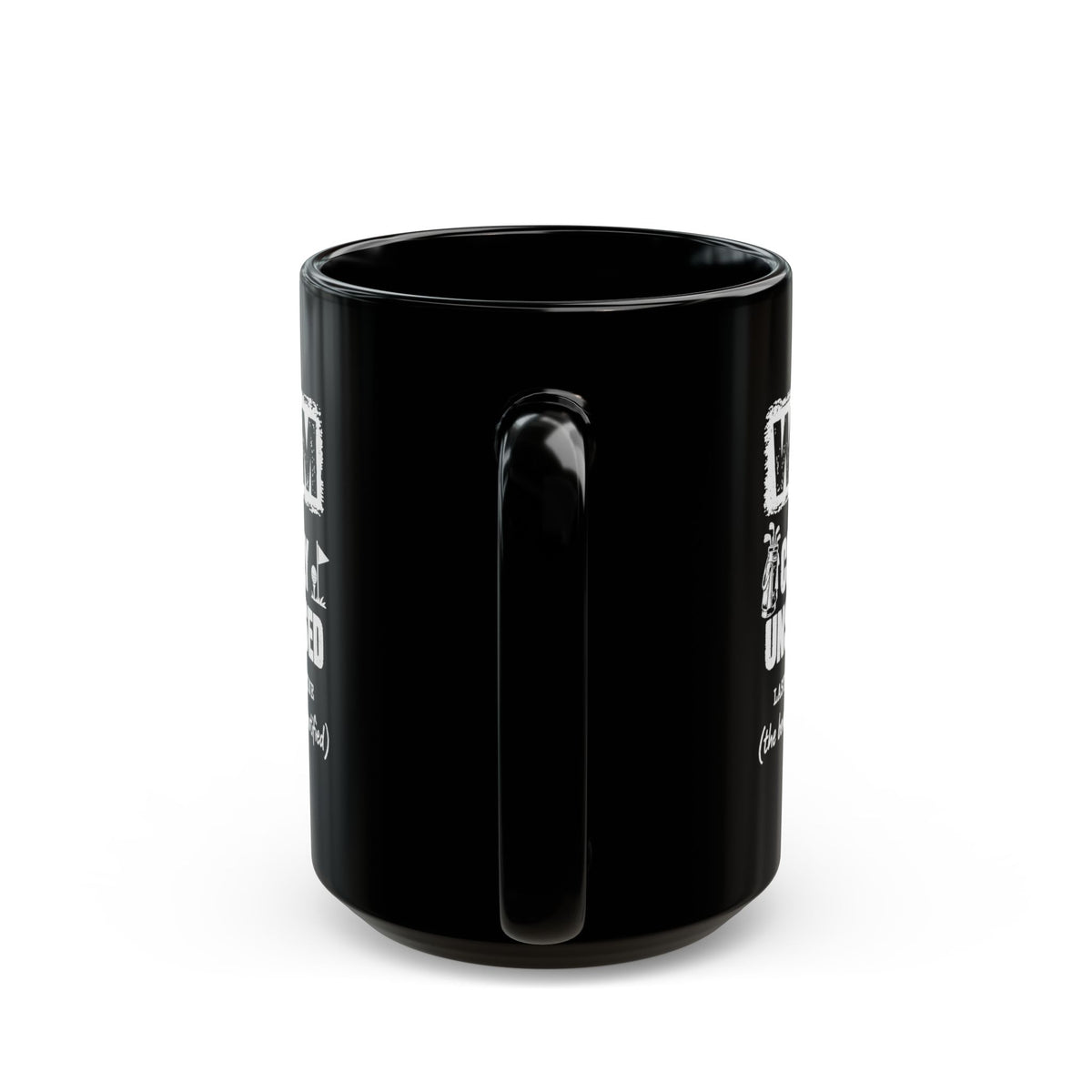 Currently Unsupervised Personalized Golf Mug - 15oz black coffee mug, handle facing front