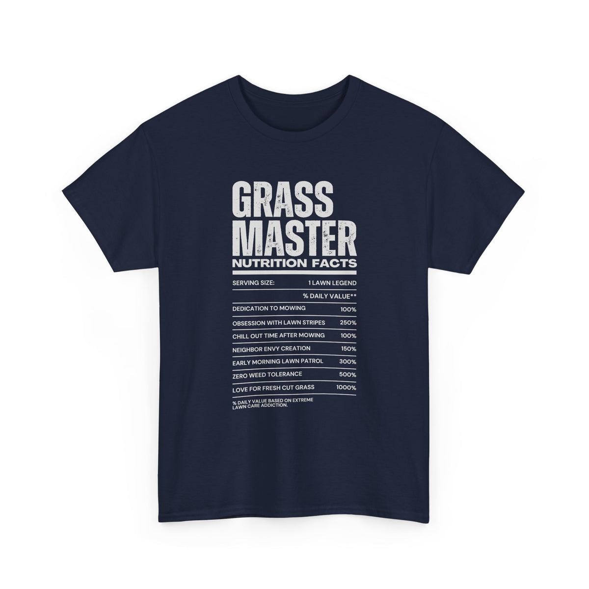 Grass Master Lawn Care Nutrition Facts T-Shirt | Funny Mowing Tee