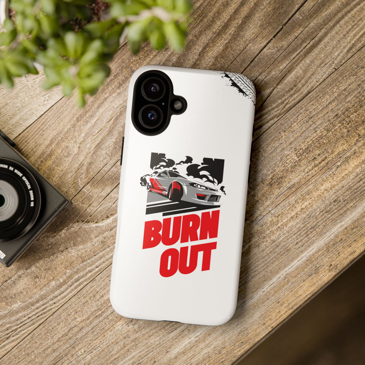 JDM Burnout Tough Car Phone Case - iPhone 16 Plus, glossy, lifestyle photo