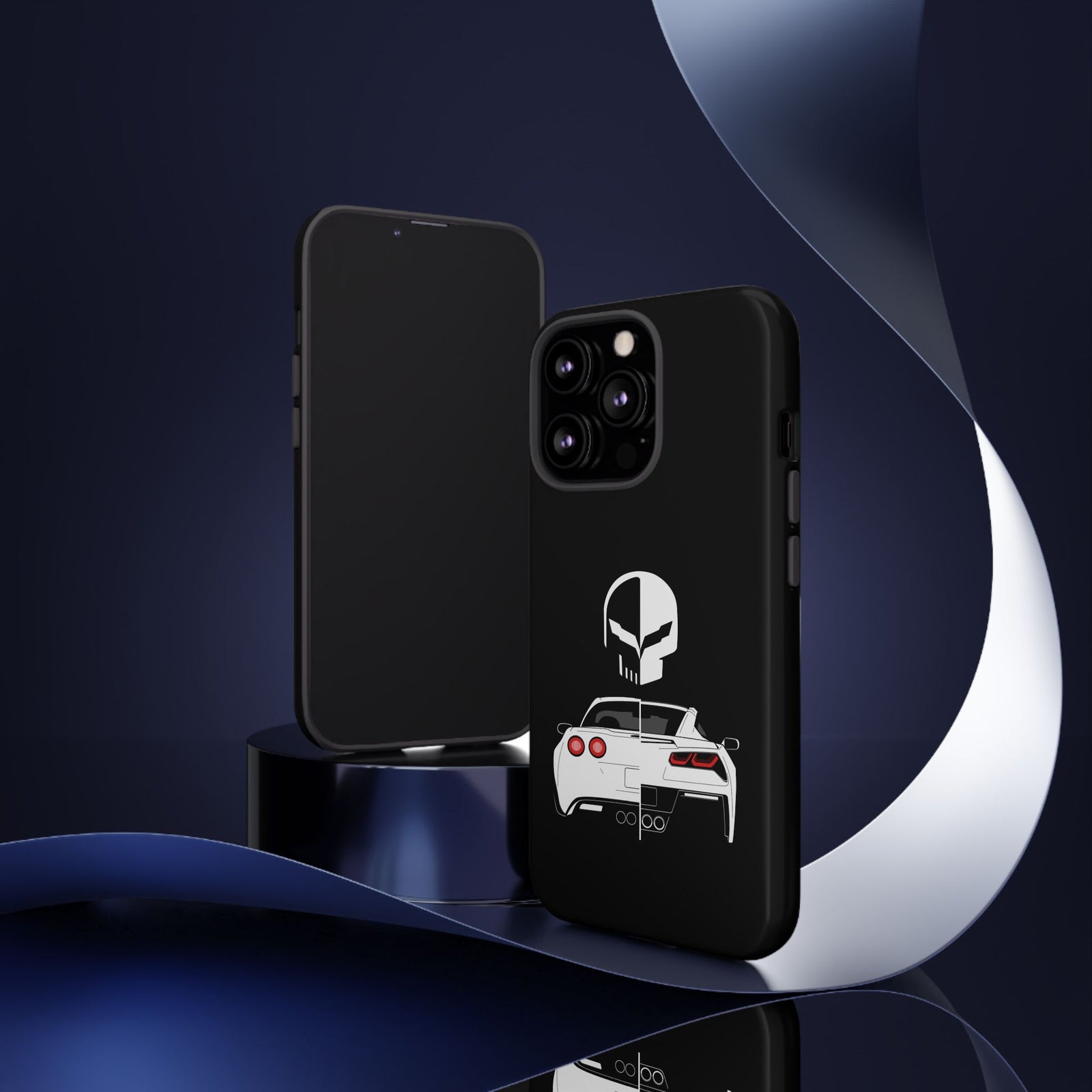 Corvette Punisher Skull Tough Phone Case | Muscle Car Guy Gift