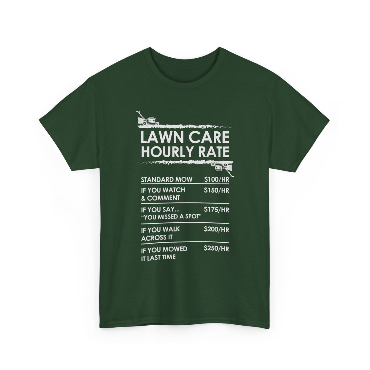 Lawn Care Hourly Rate Shirt | Funny Mowing Tee