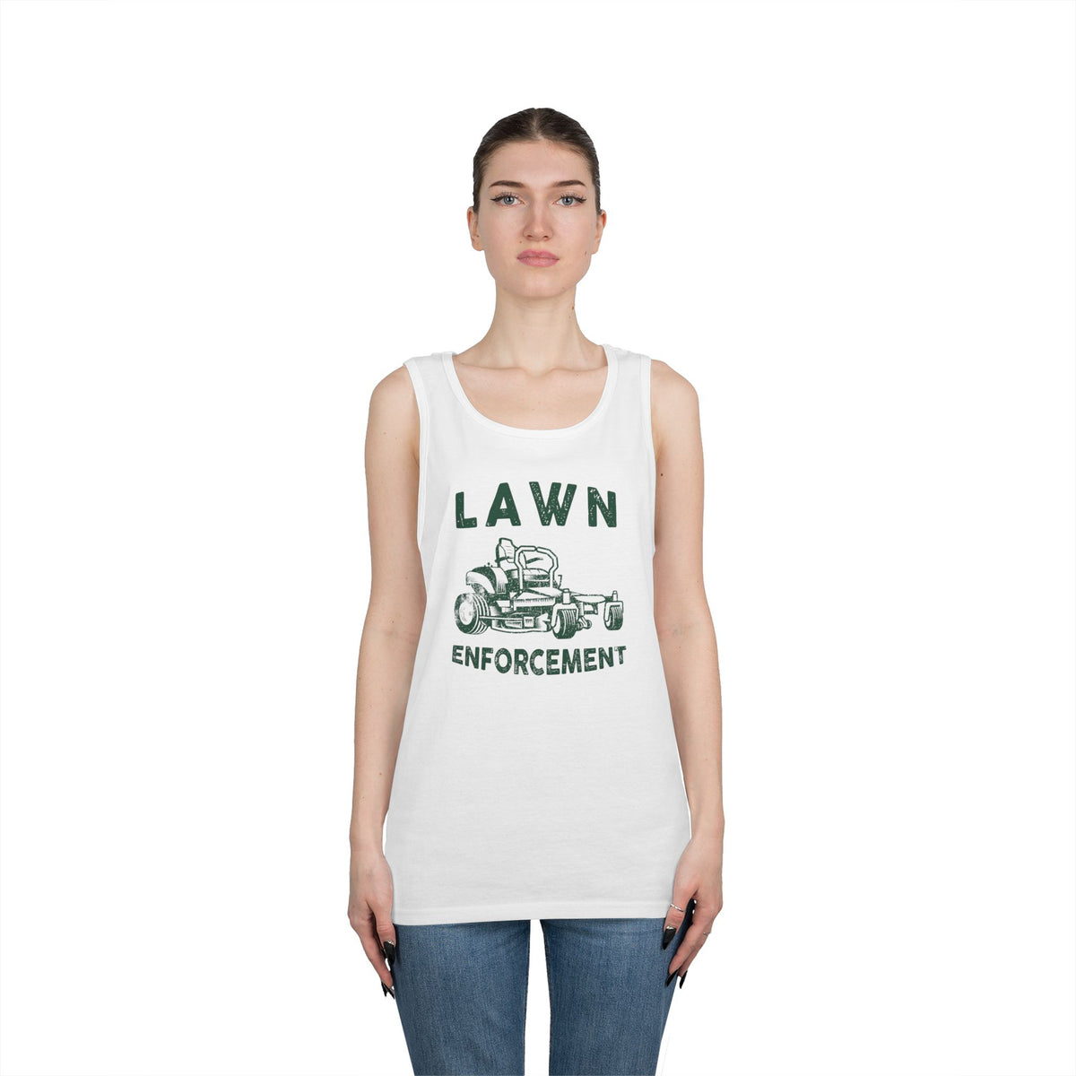 Lawn Enforcement Tank Top for Men, Funny Mowing Officer Sleeveless Shirt, Zero Turn Mower Gift, Gardener Singlet